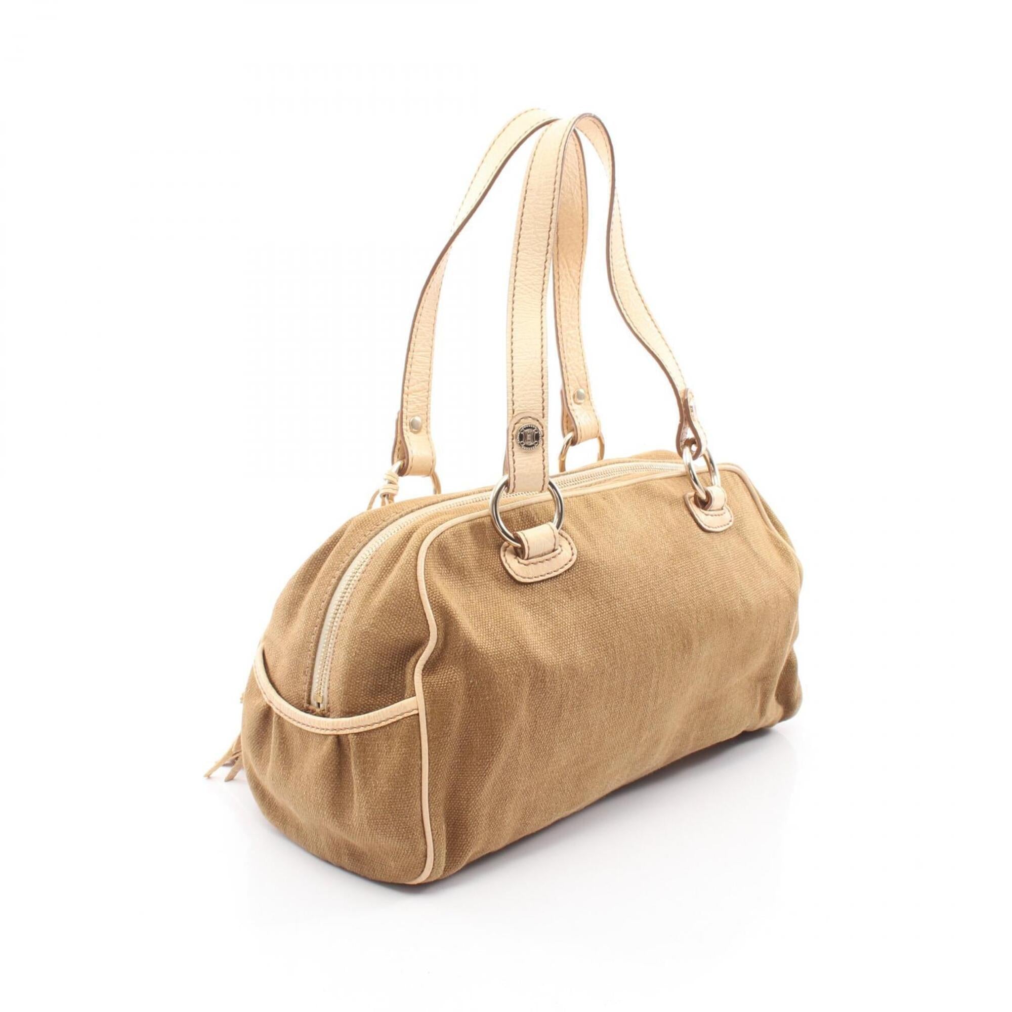 Celine Beige Khaki Canvas Leather Handbag (Pre-Owned)
