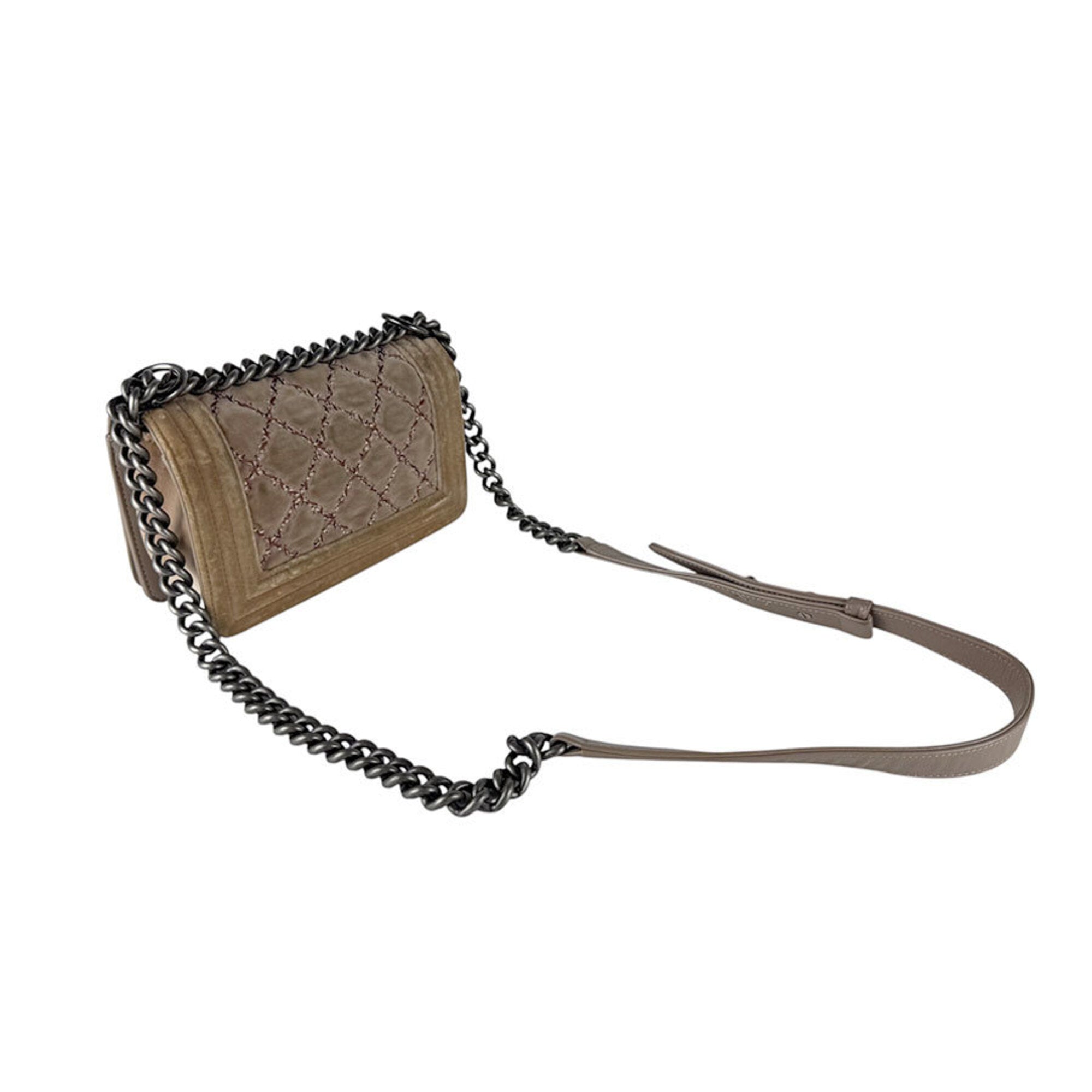 Chanel Light Brown Velvet Shoulder Bag (Pre-Owned)