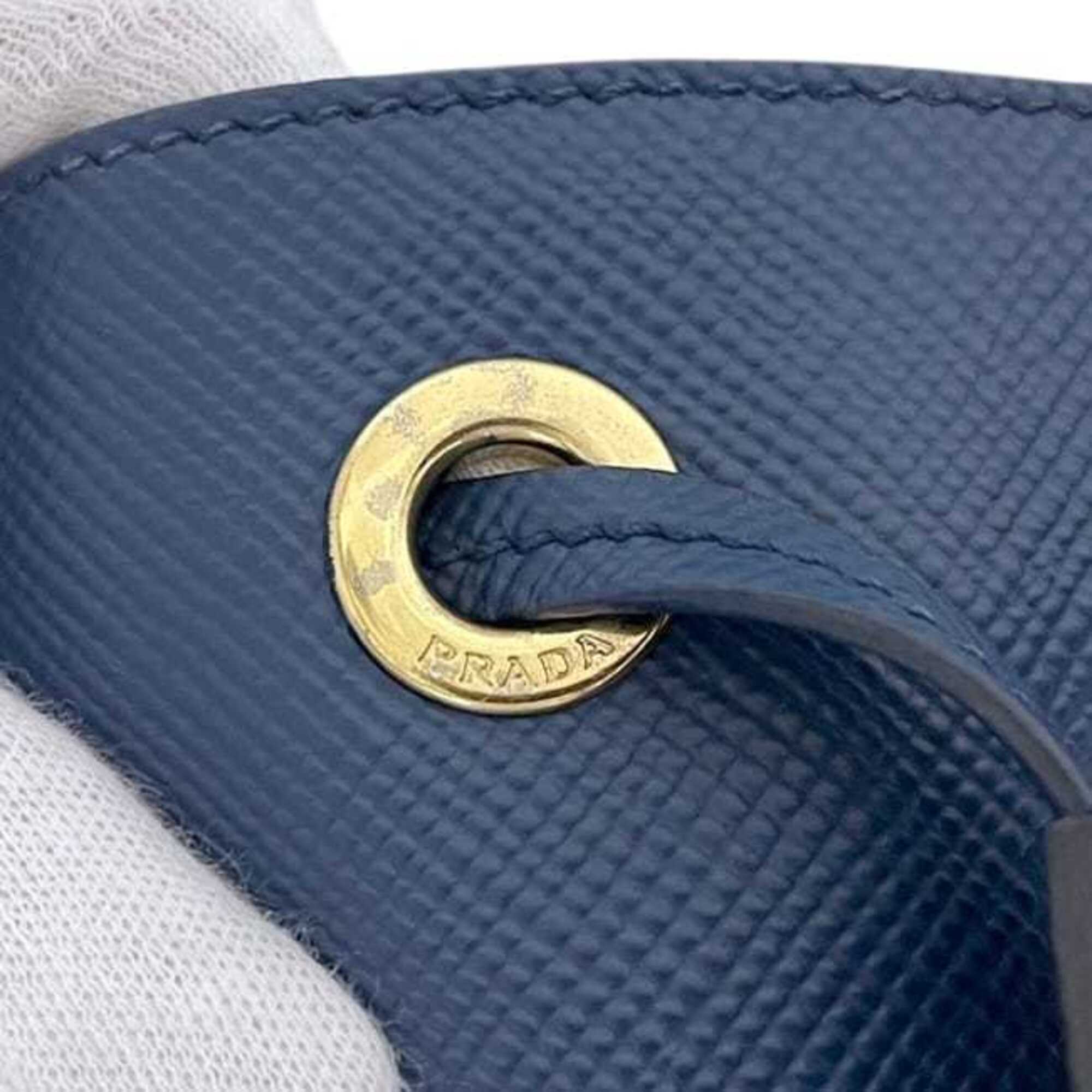Prada Azzurro Blue Leather Shoulder Bag (Pre-Owned)