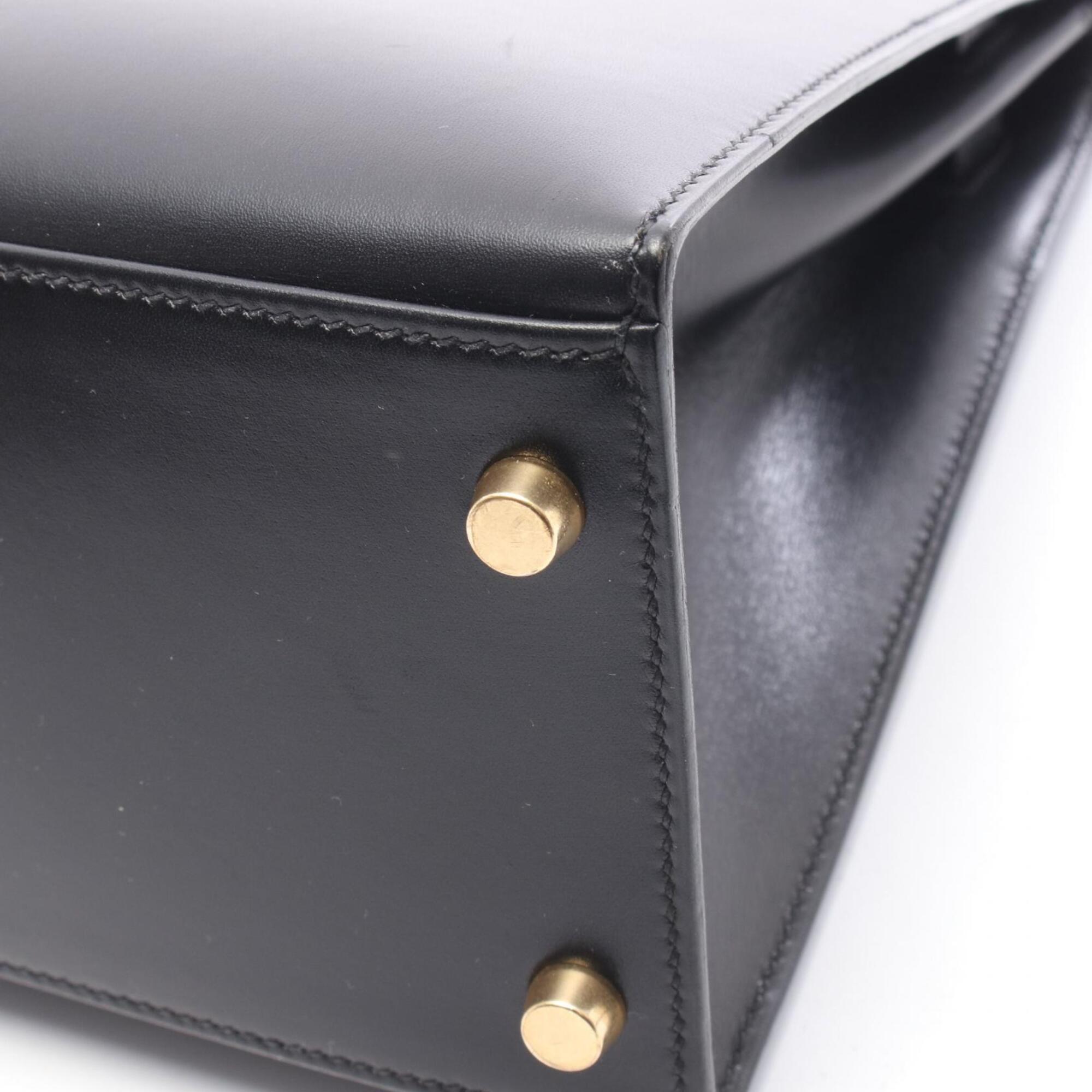 Hermes Black Box Calf Leather Handbag (Pre-Owned)