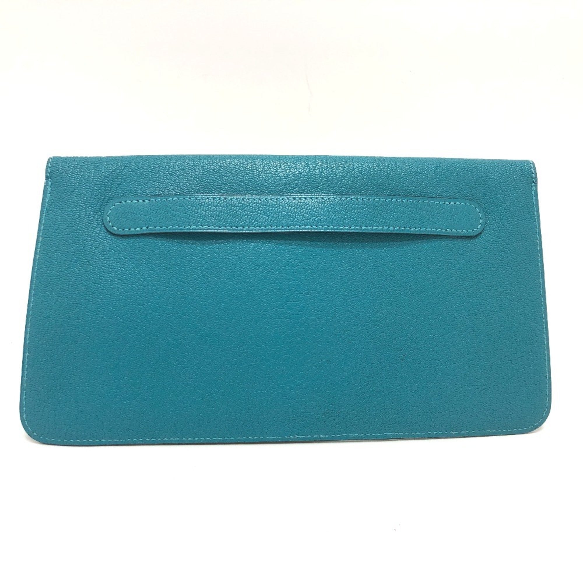 Hermes Blue Jean Chevre Myzore Leather Clutch Bag Pouch (Pre-Owned)