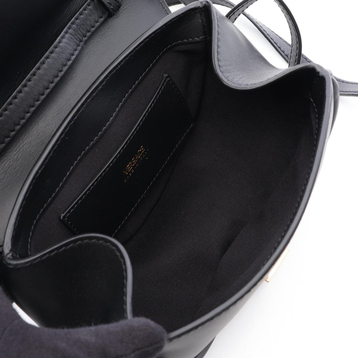 Versace Black Leather Handbag Shoulder Bag (Pre-Owned)