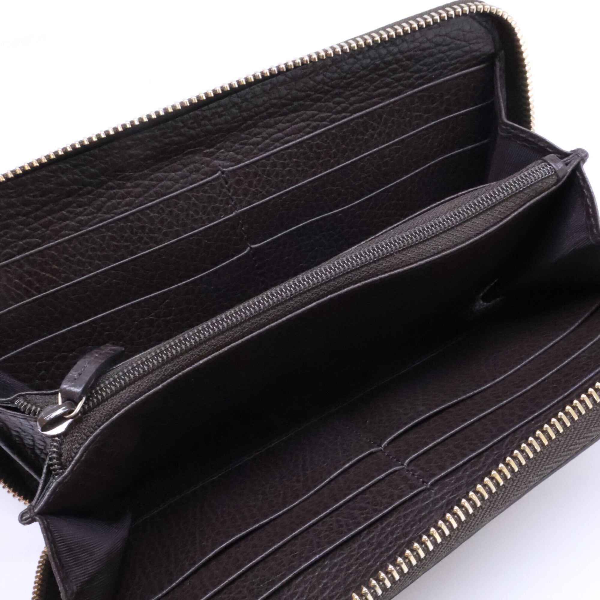 Gucci Dark Brown Leather Long Wallet (Bi-Fold) (Pre-Owned)