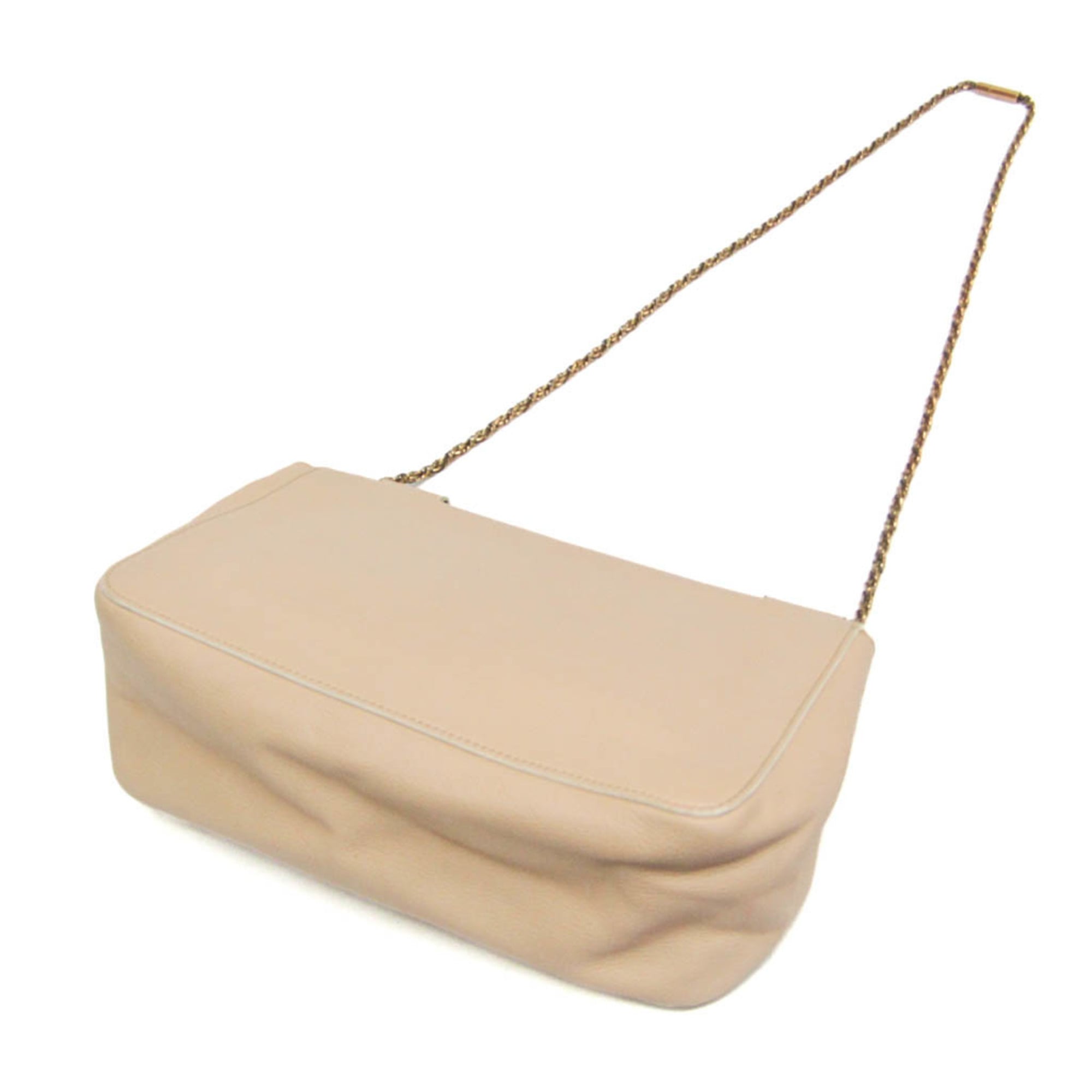 Chloe Elsie Chain Shoulder Bag Leather Beige Leather Shoulder Bag Bag (Pre-Owned)