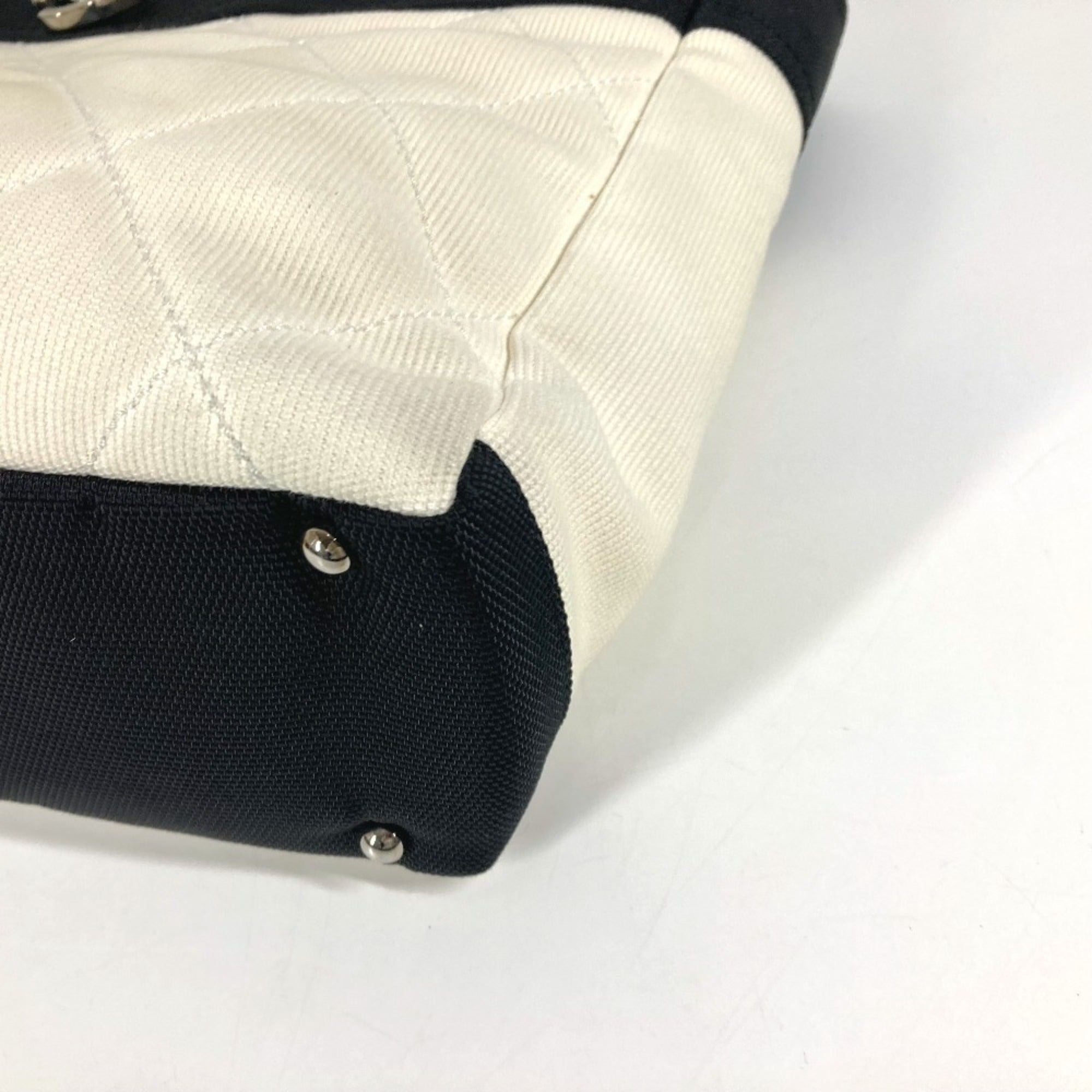 Chanel Black White Canvas Shoulder Bag Tote Bag (Pre-Owned)