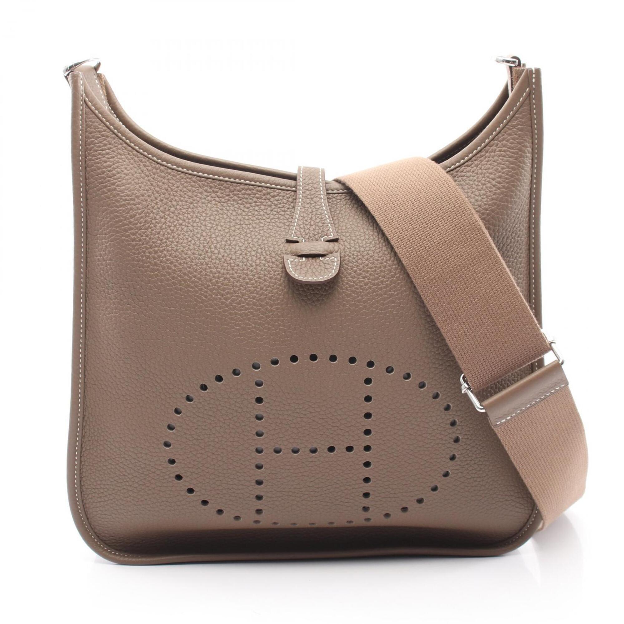 Hermes Etoupe Gray Taurillon Clemence Leather Handbag Shoulder Bag (Pre-Owned)