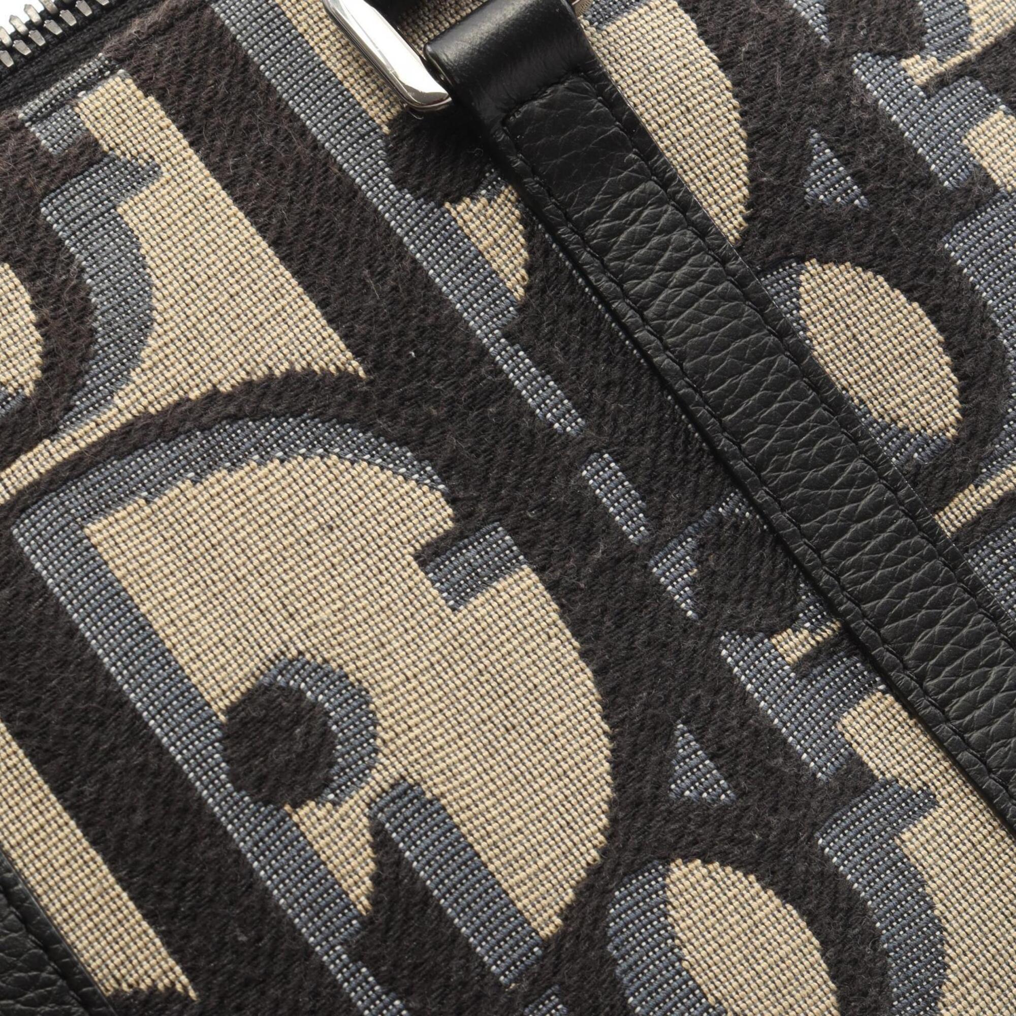 Christian Dior Beige Black Canvas Leather Handbag Weekend Bag (Pre-Owned)