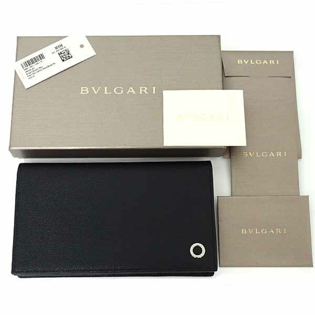 Bvlgari Bvlgari Bvlgari Black Blue Leather Long Wallet (Bi-Fold) (Pre-Owned)