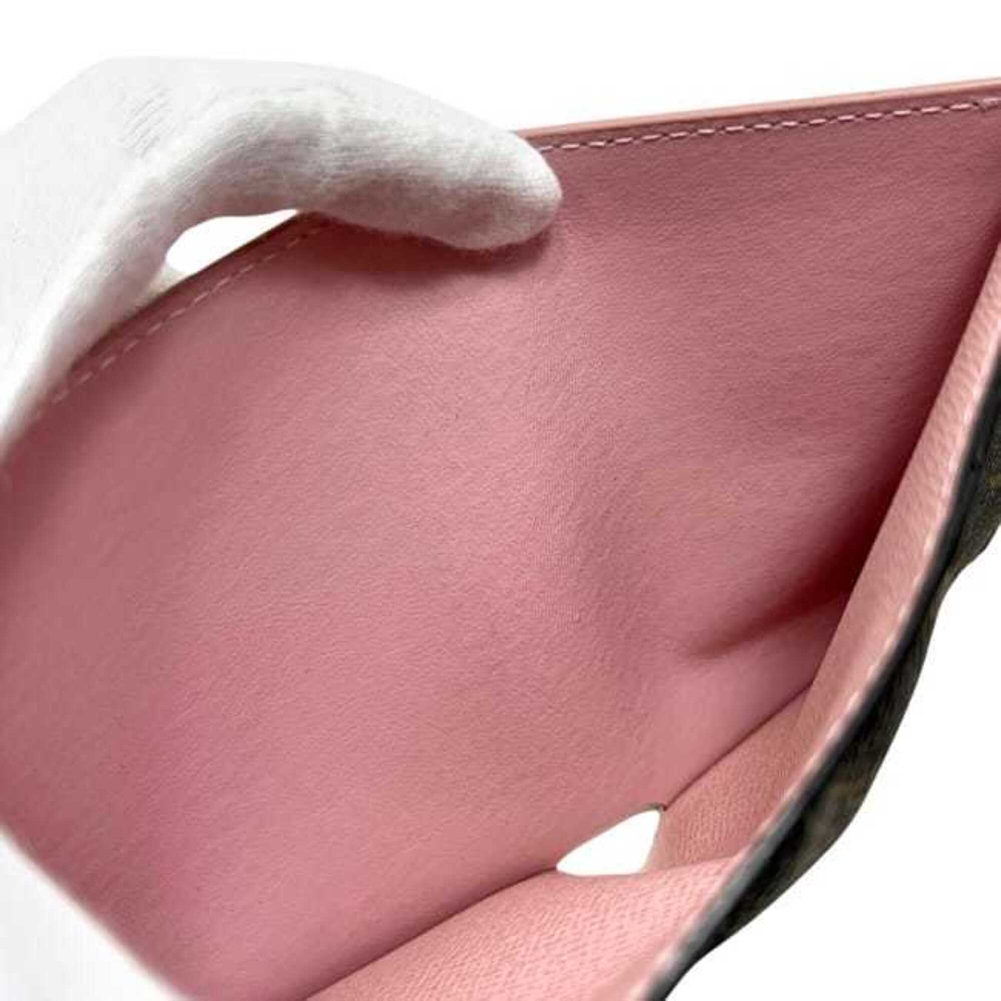 Louis Vuitton Brown Monogram Pink Rose Ballerine Monogram Wallet (Tri-Fold) (Pre-Owned)