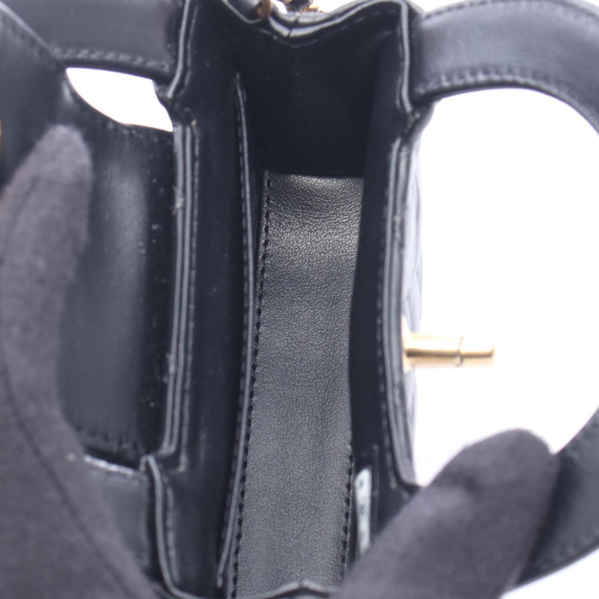 Chanel Black Leather Handbag Shoulder Bag (Pre-Owned)