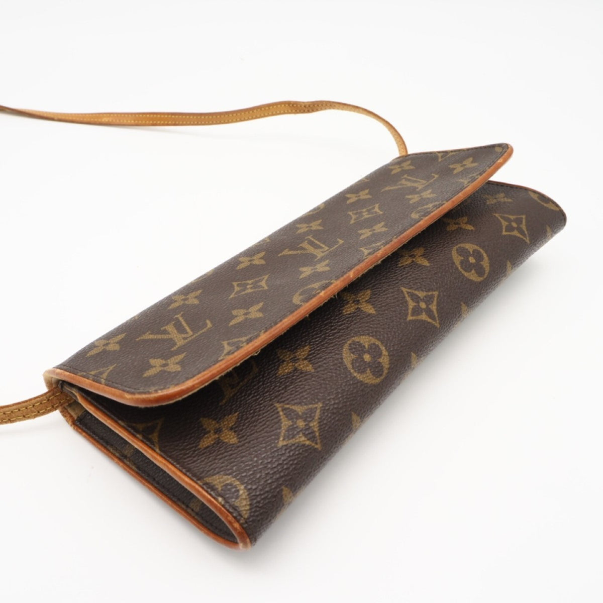 Louis Vuitton Brown Coated Canvas Leather Pochette Shoulder Bag (Pre-Owned)