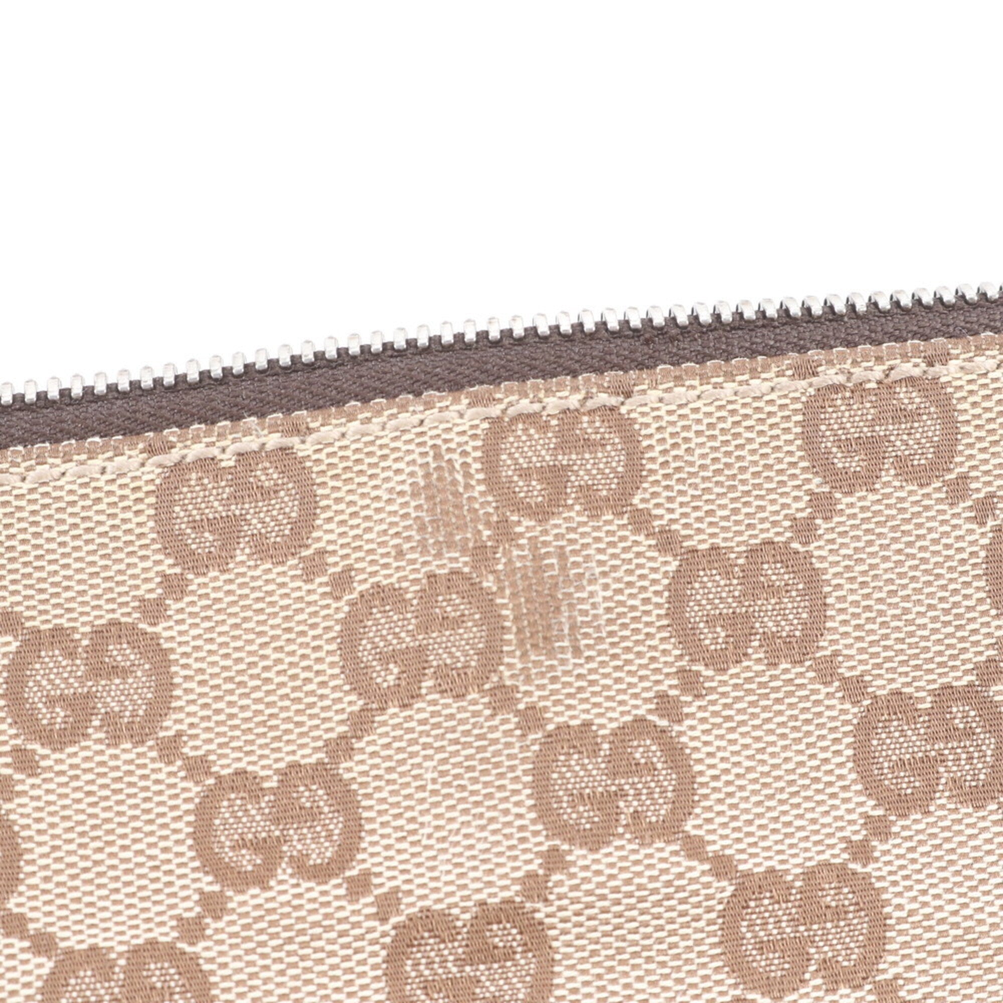 Gucci Beige Brown Leather Canvas Messenger Bag Shoulder Bag (Pre-Owned)
