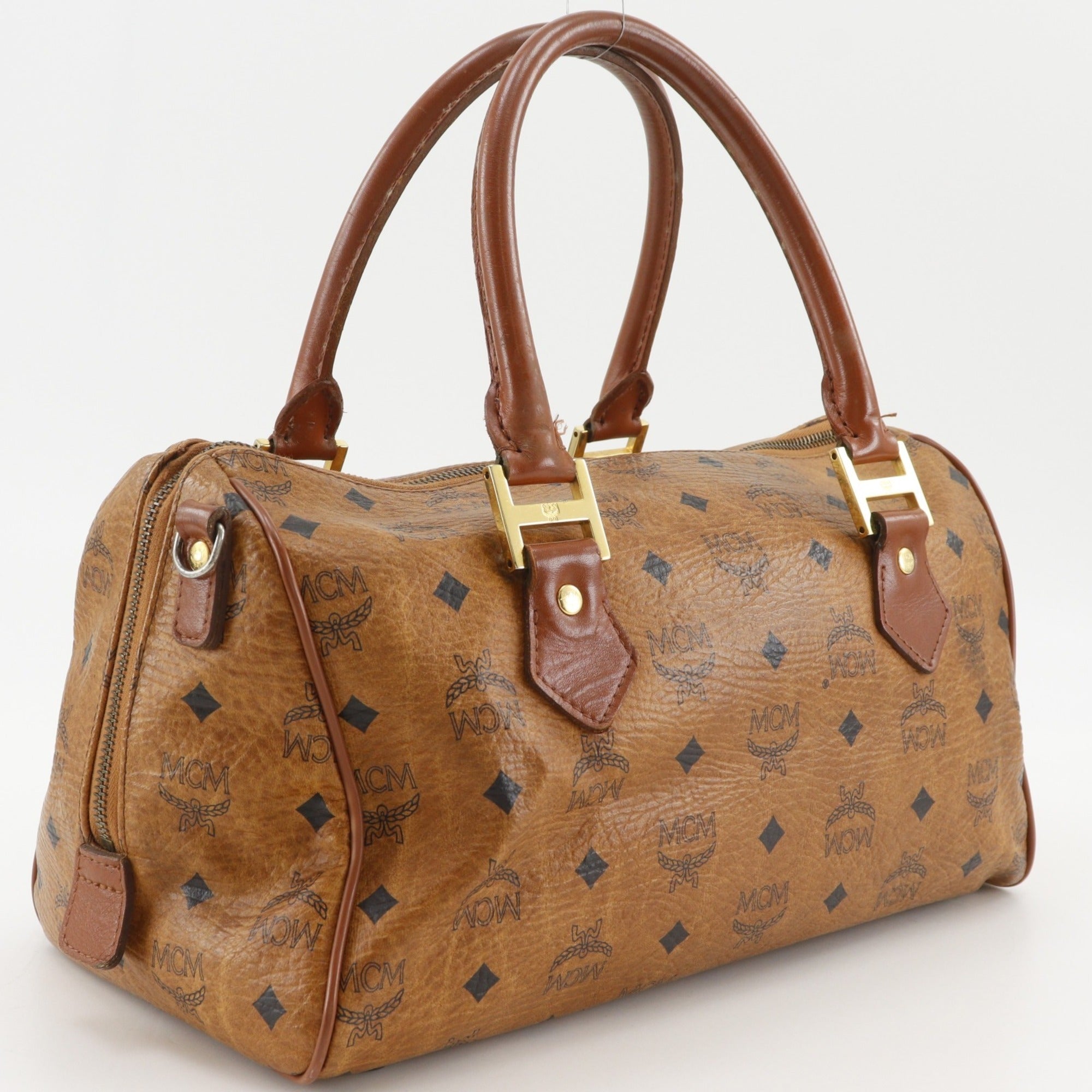 Mcm Brown Pvc Boston Bag Handbag (Pre-Owned)