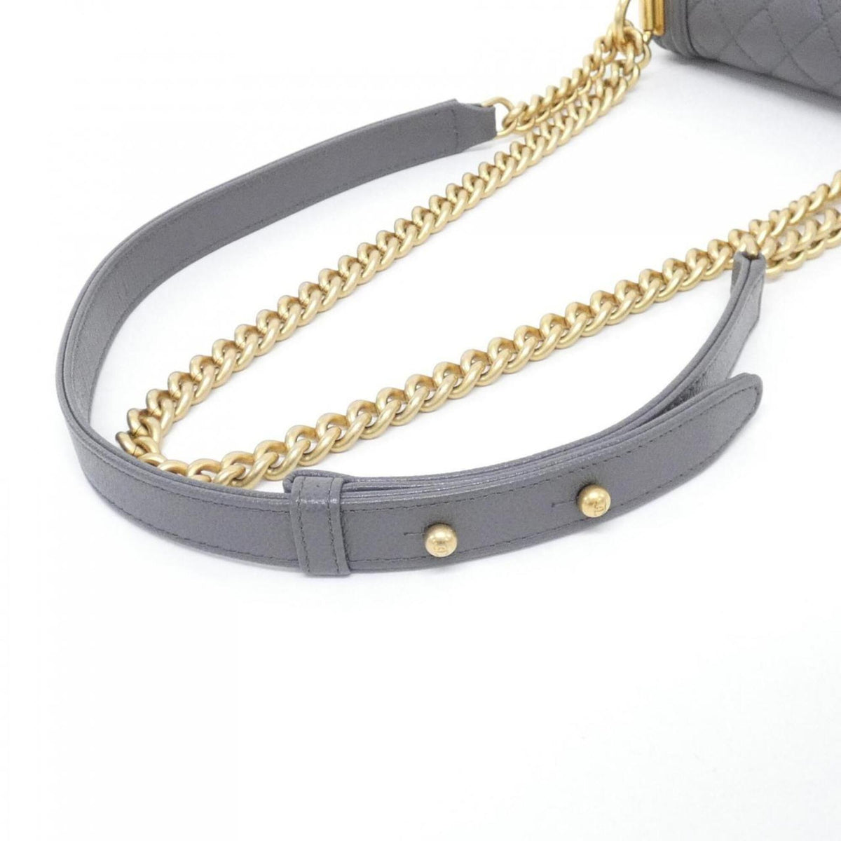Chanel Gray Grained Calfskin Shoulder Bag (Pre-Owned)