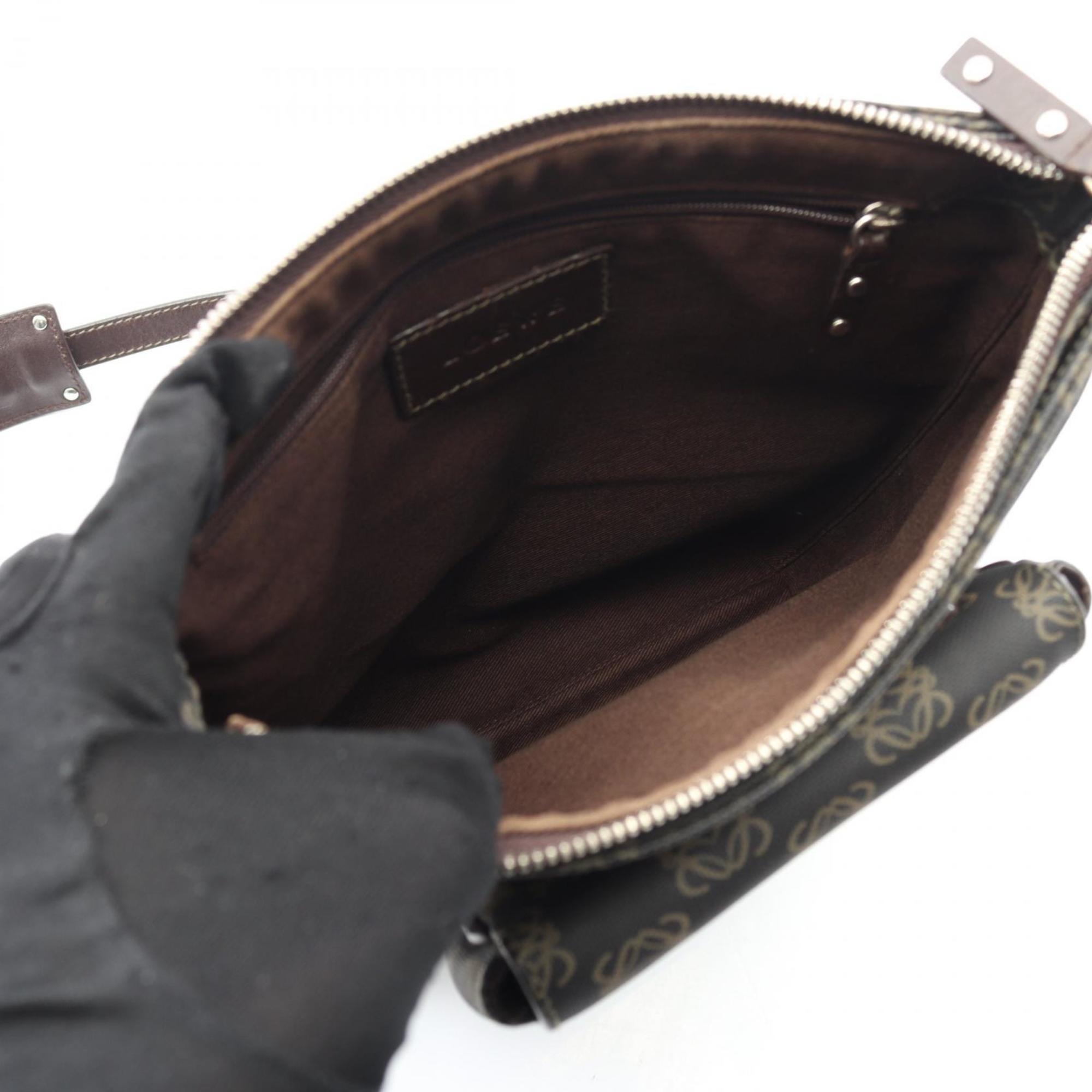 Loewe Black Brown Coated Canvas Leather Shoulder Bag (Pre-Owned)