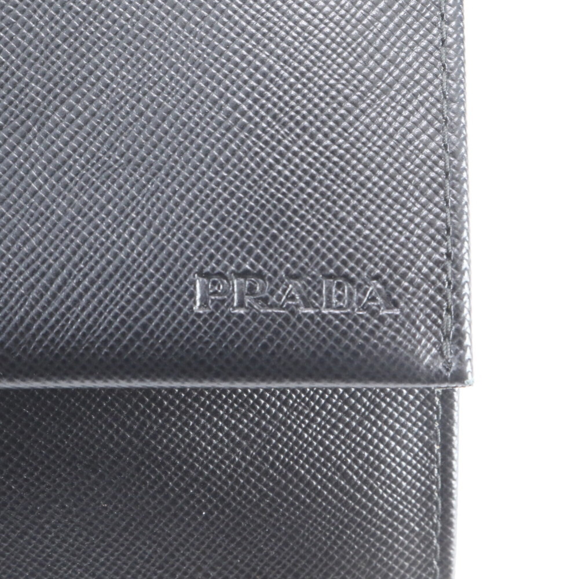Prada Black Leather Clutch Bag Handbag Pouch (Pre-Owned)