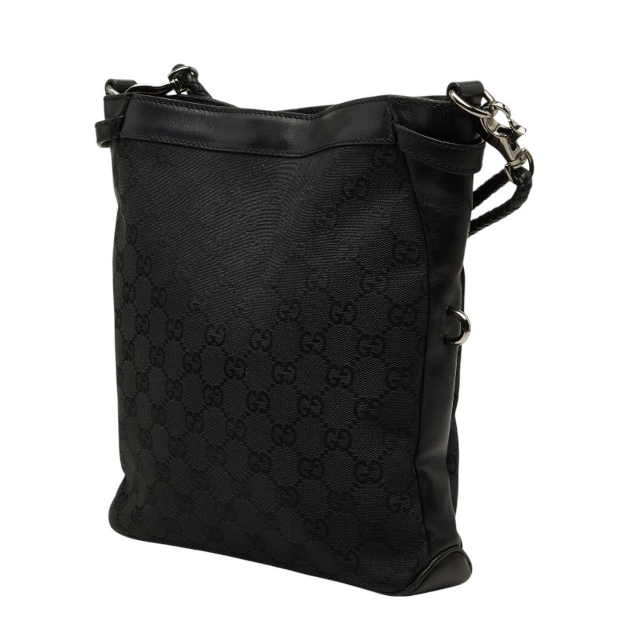 Gucci Black Canvas Leather Shoulder Bag (Pre-Owned)