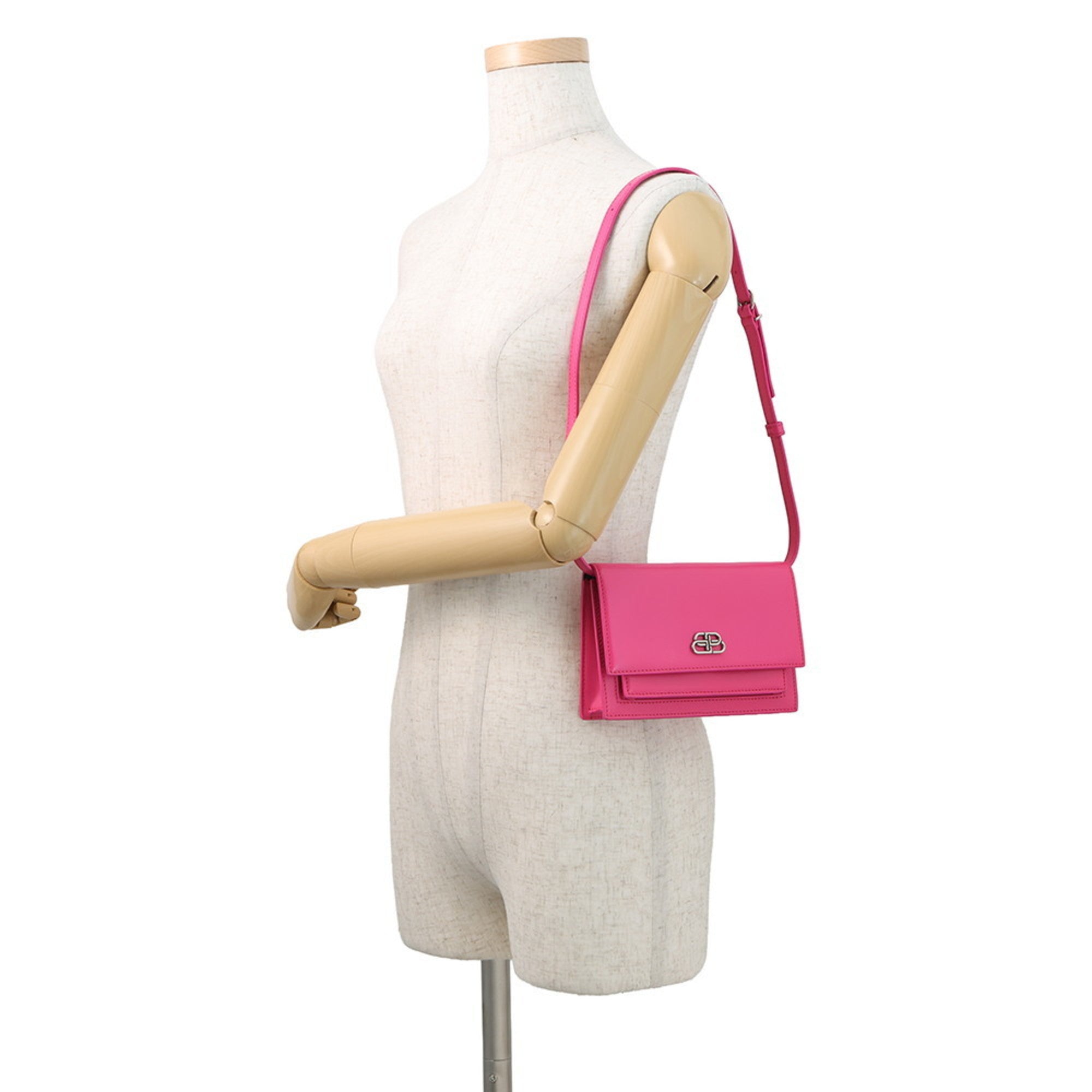 Balenciaga Pink Leather Handbag Pouch Shoulder Bag (Pre-Owned)