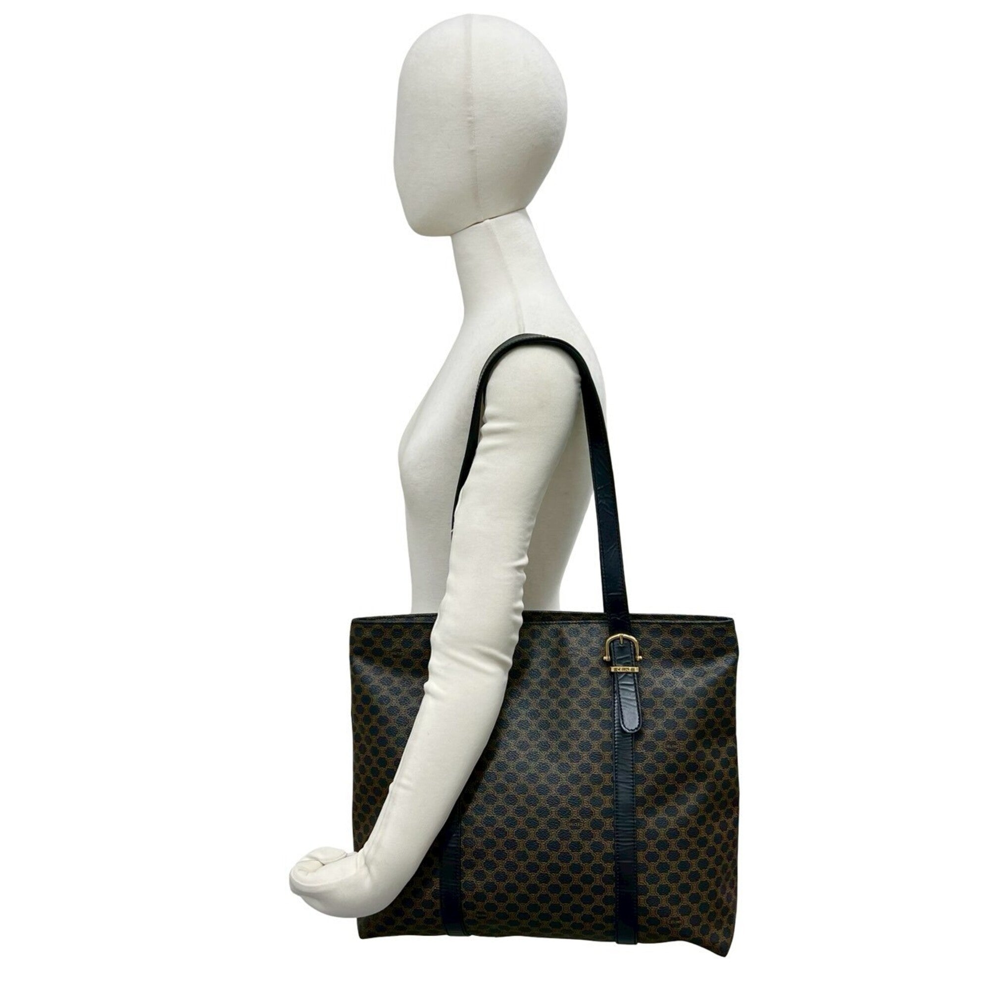 Celine Black Brown Leather Pvc Handbag Tote Bag (Pre-Owned)