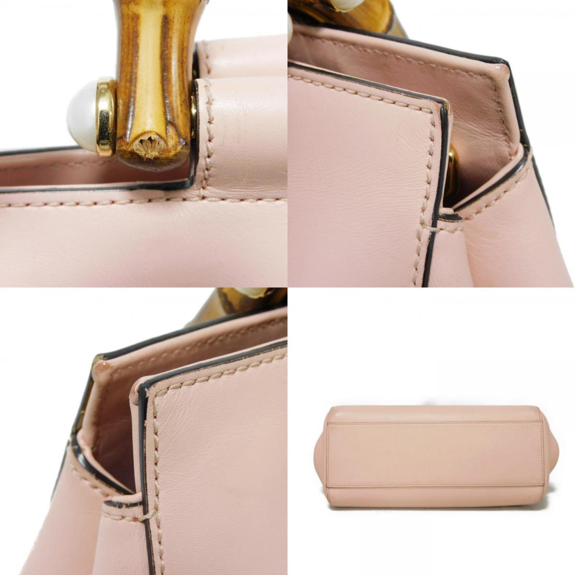 Gucci Light Pink Bamboo Leather Handbag (Pre-Owned)