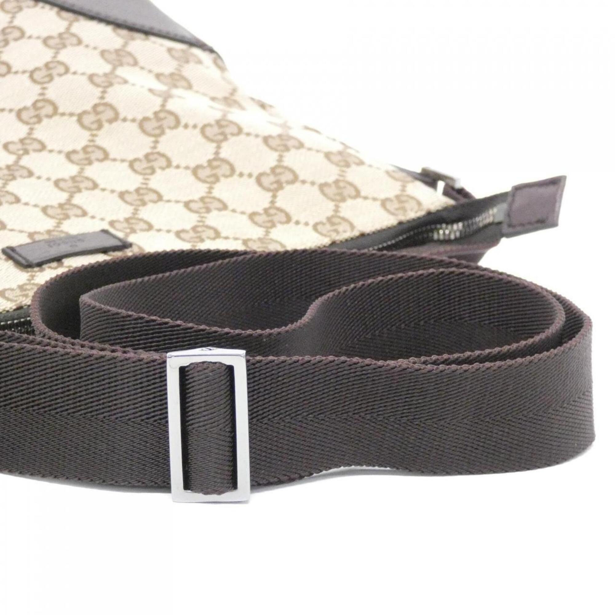 Gucci Beige Dark Brown Gg Canvas Shoulder Bag (Pre-Owned)