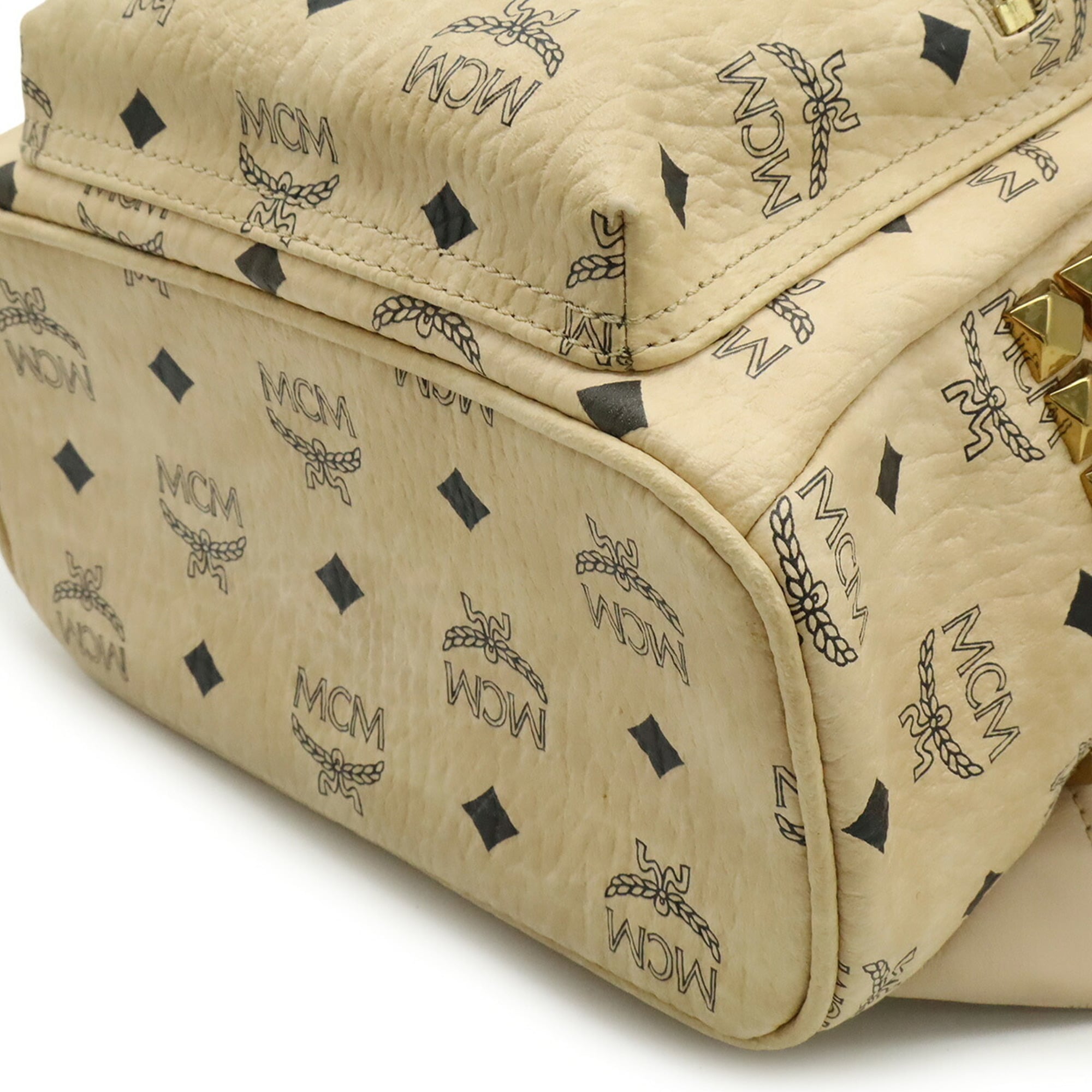 Mcm Visetos Beige Coated Canvas Leather Backpack (Pre-Owned)