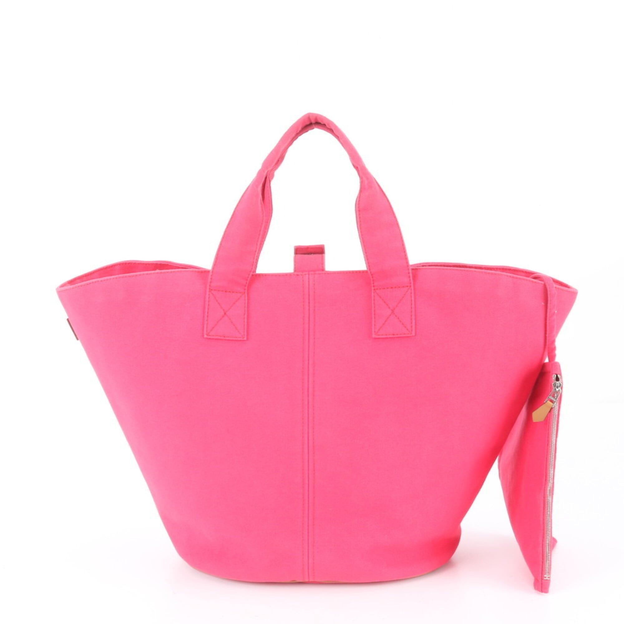 Hermes Pink Leather Canvas Handbag Pouch Shoulder Bag Tote Bag (Pre-Owned)