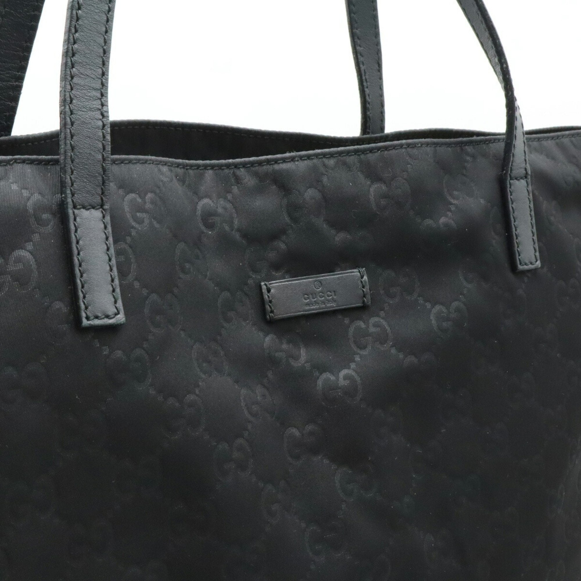 Gucci Black Nylon Leather Shoulder Bag Tote Bag (Pre-Owned)