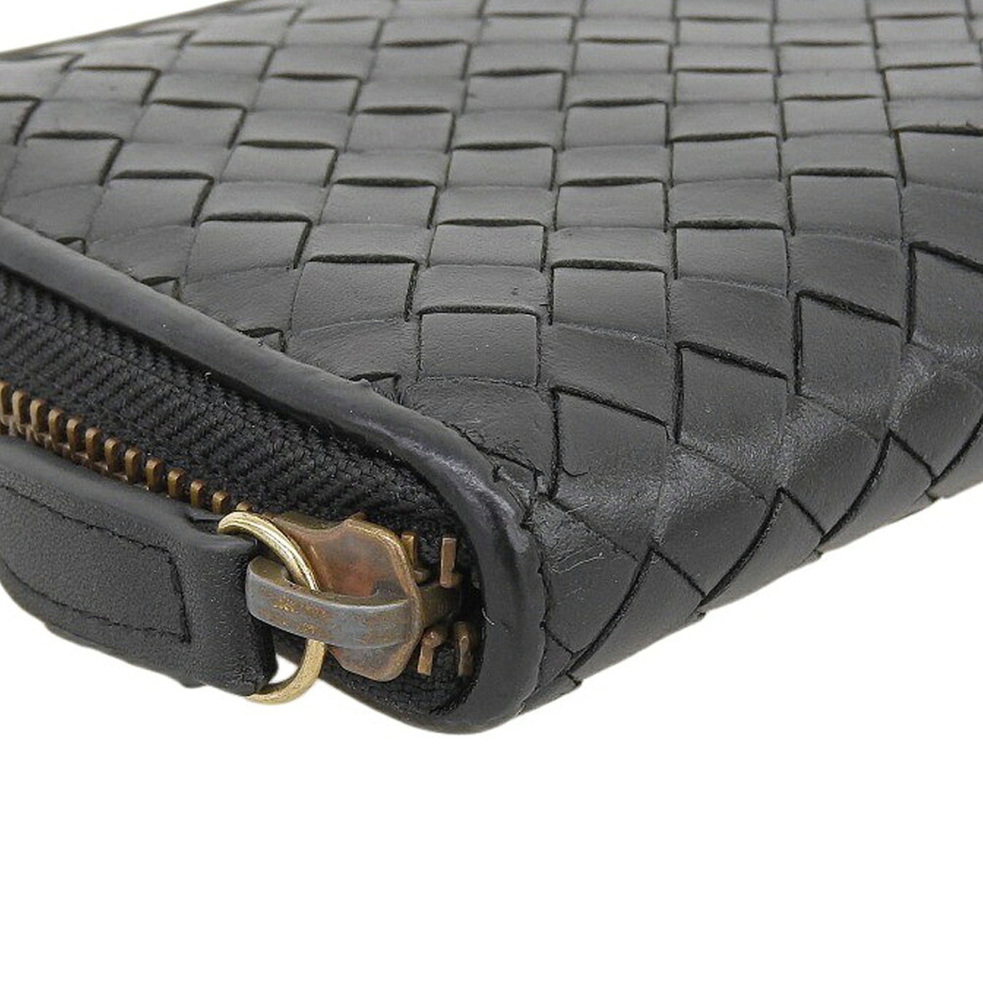 Bottega Veneta Black Intrecciato Long Wallet (Bi-Fold) (Pre-Owned)