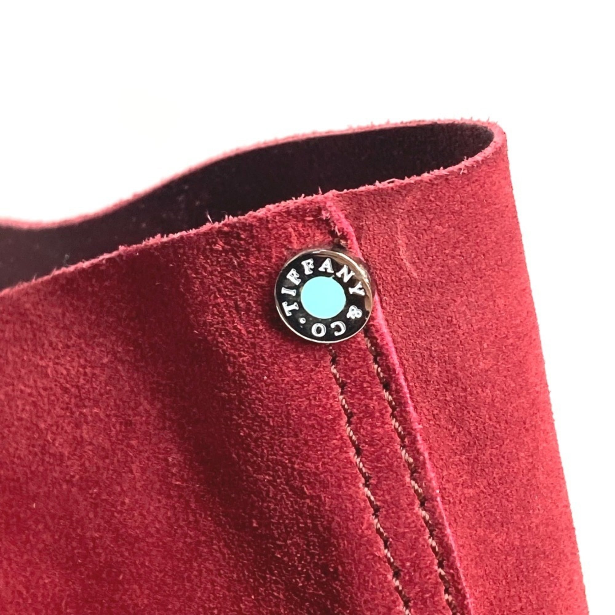 Tiffany Red Color Suede Leather Shoulder Bag Tote Bag (Pre-Owned)