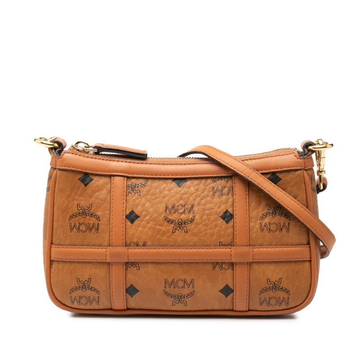 Mcm Visetos Brown Pvc Leather Shoulder Bag (Pre-Owned)