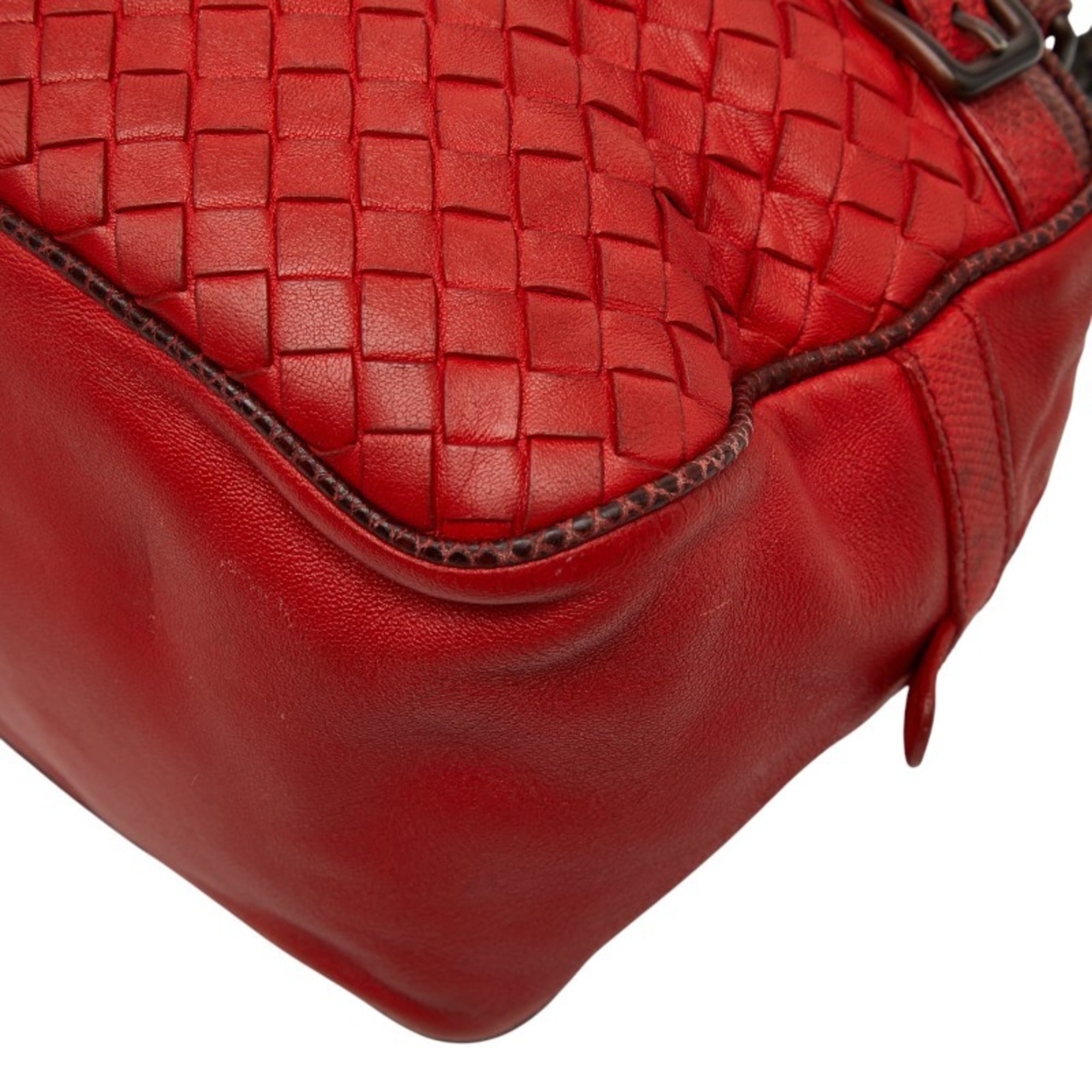 Bottega Veneta Red Color Leather Handbag Shoulder Bag (Pre-Owned)