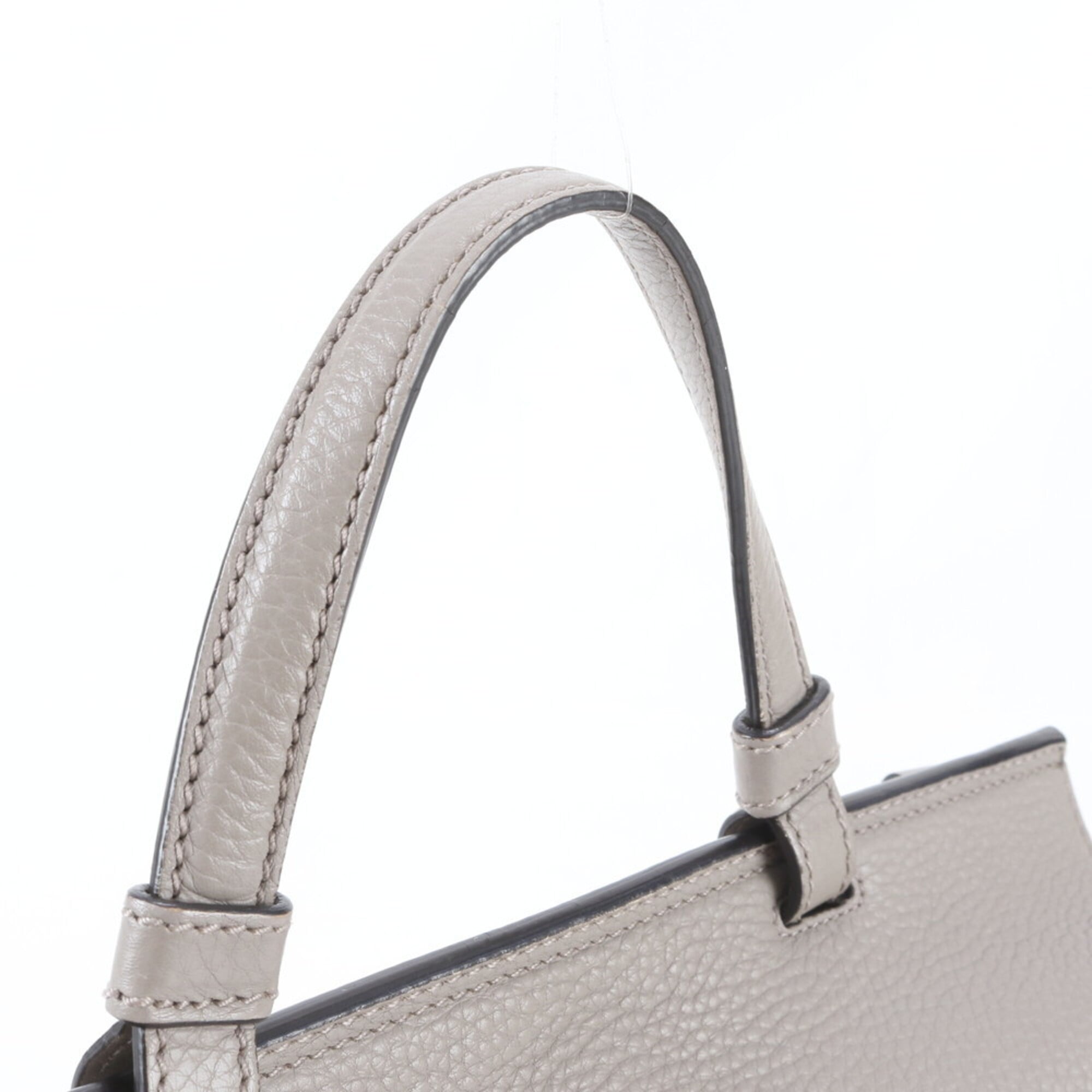 Gucci Bamboo Grayish Leather Handbag Shoulder Bag (Pre-Owned)