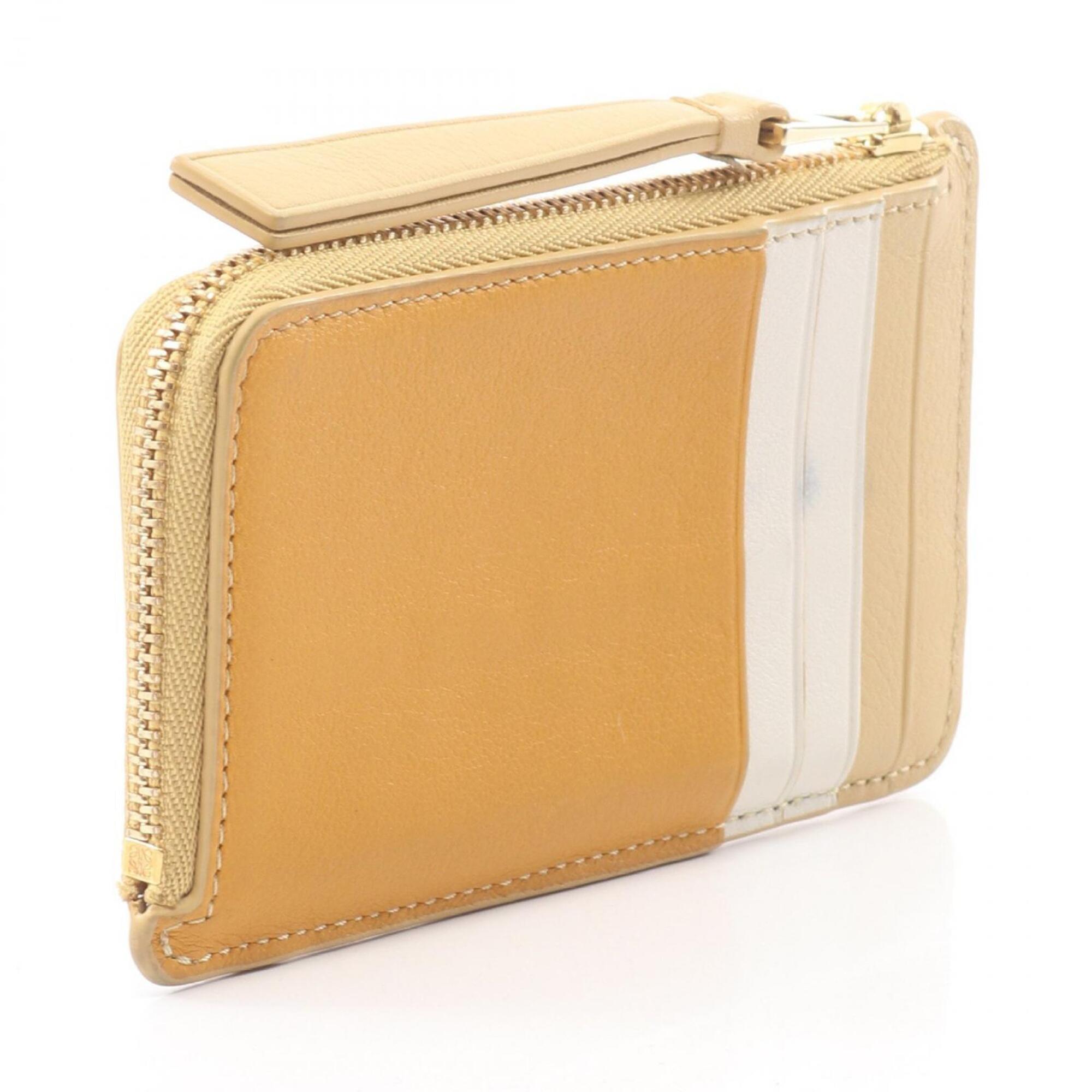 Loewe Beige Brown White Leather Coin Purse/Coin Case (Pre-Owned)