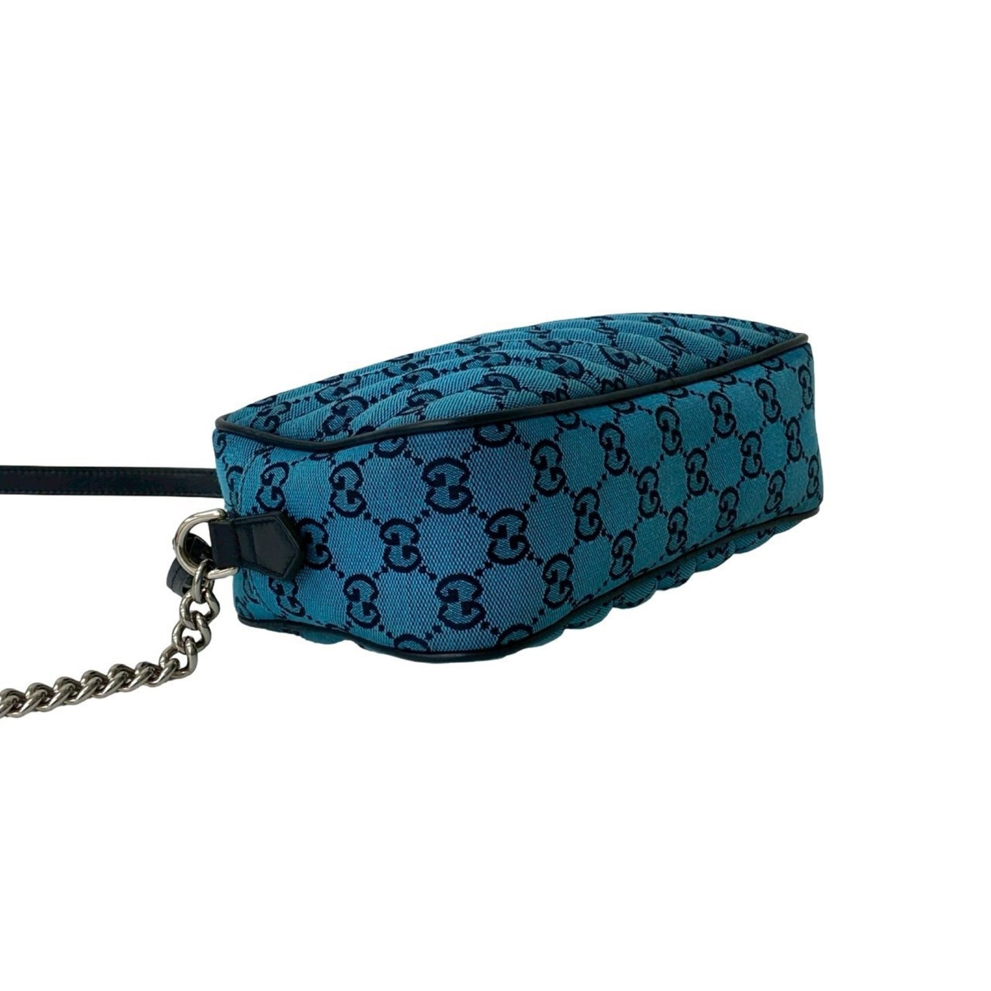 Gucci Blue Navy Canvas Leather Pochette Shoulder Bag (Pre-Owned)