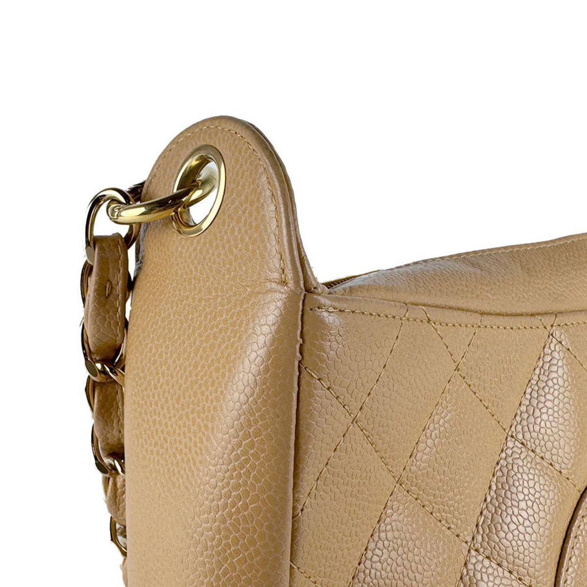 Chanel Beige Grained Calfskin Shoulder Bag (Pre-Owned)