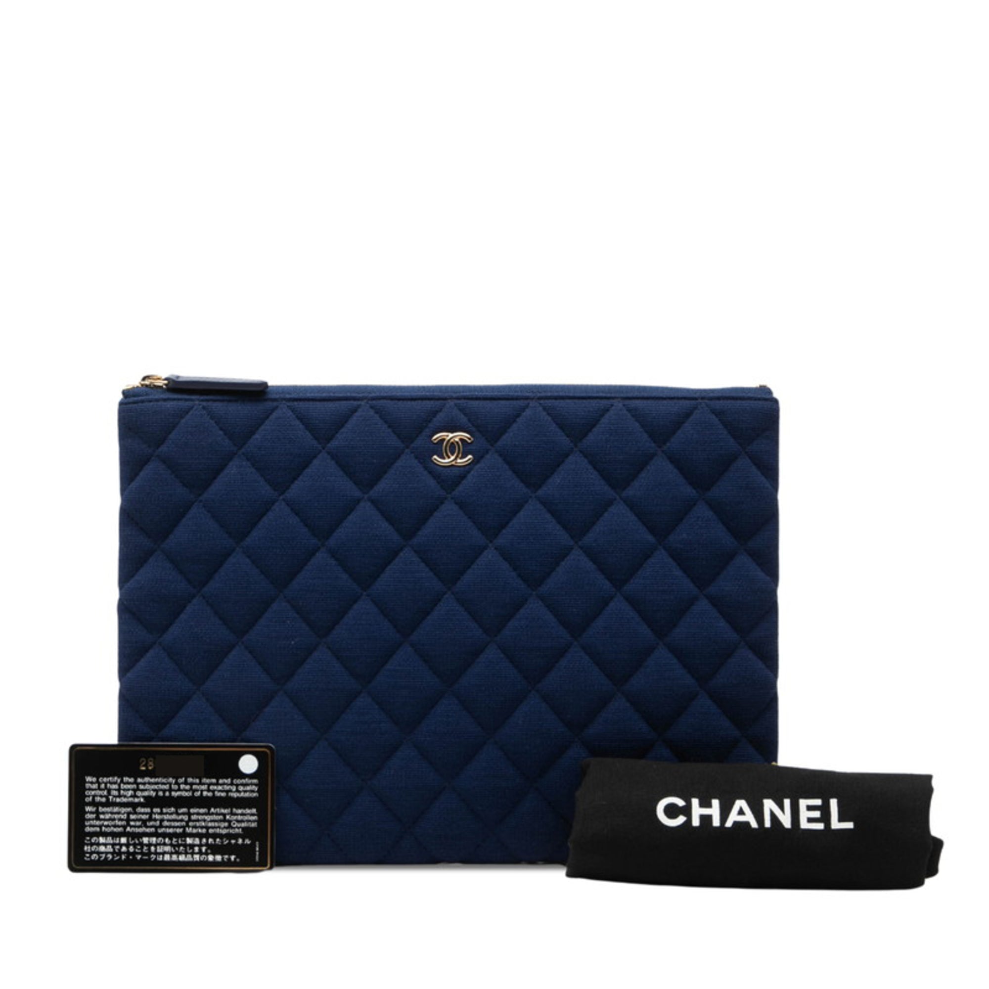 Chanel Navy Canvas Clutch Bag (Pre-Owned)