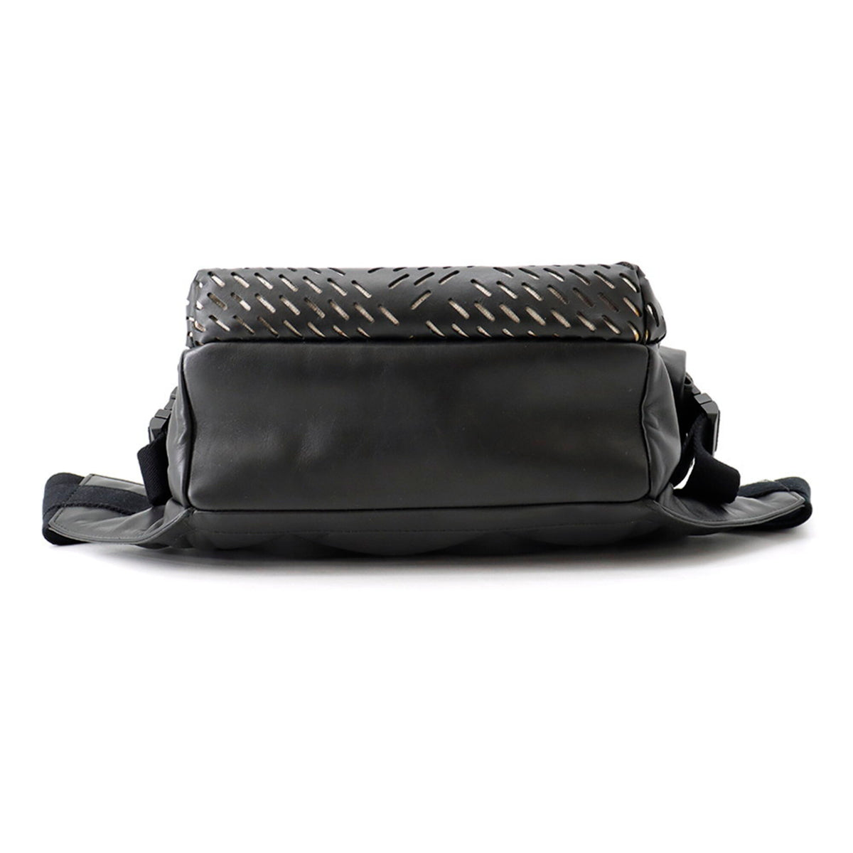 Bottega Veneta Black Leather Canvas Handbag Sling Bag (Pre-Owned)