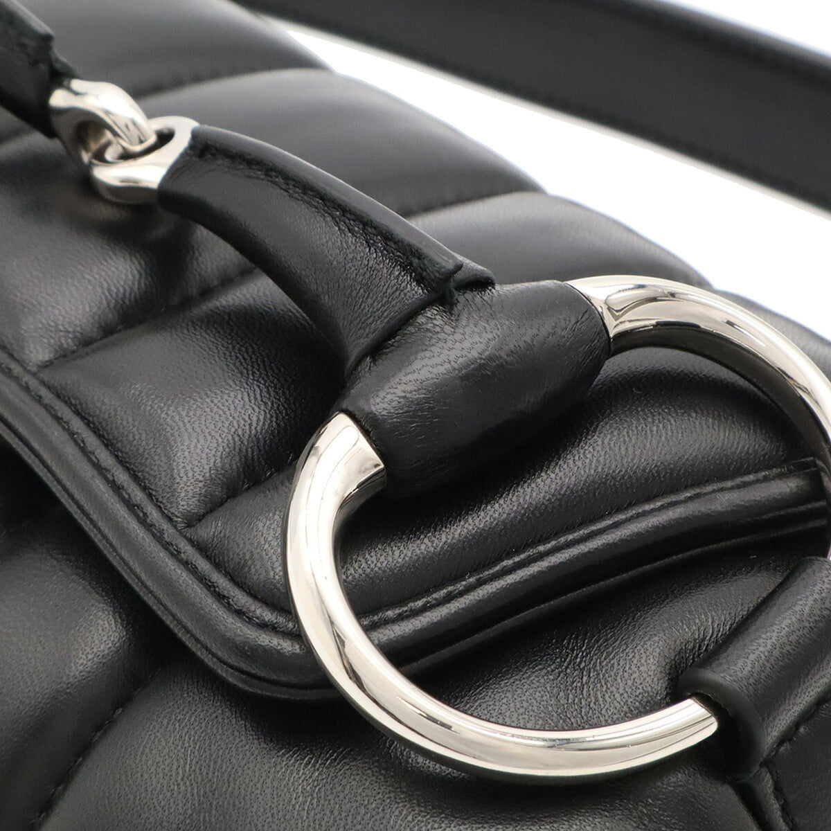 Gucci Horsebit Black Leather Handbag Shoulder Bag (Pre-Owned)