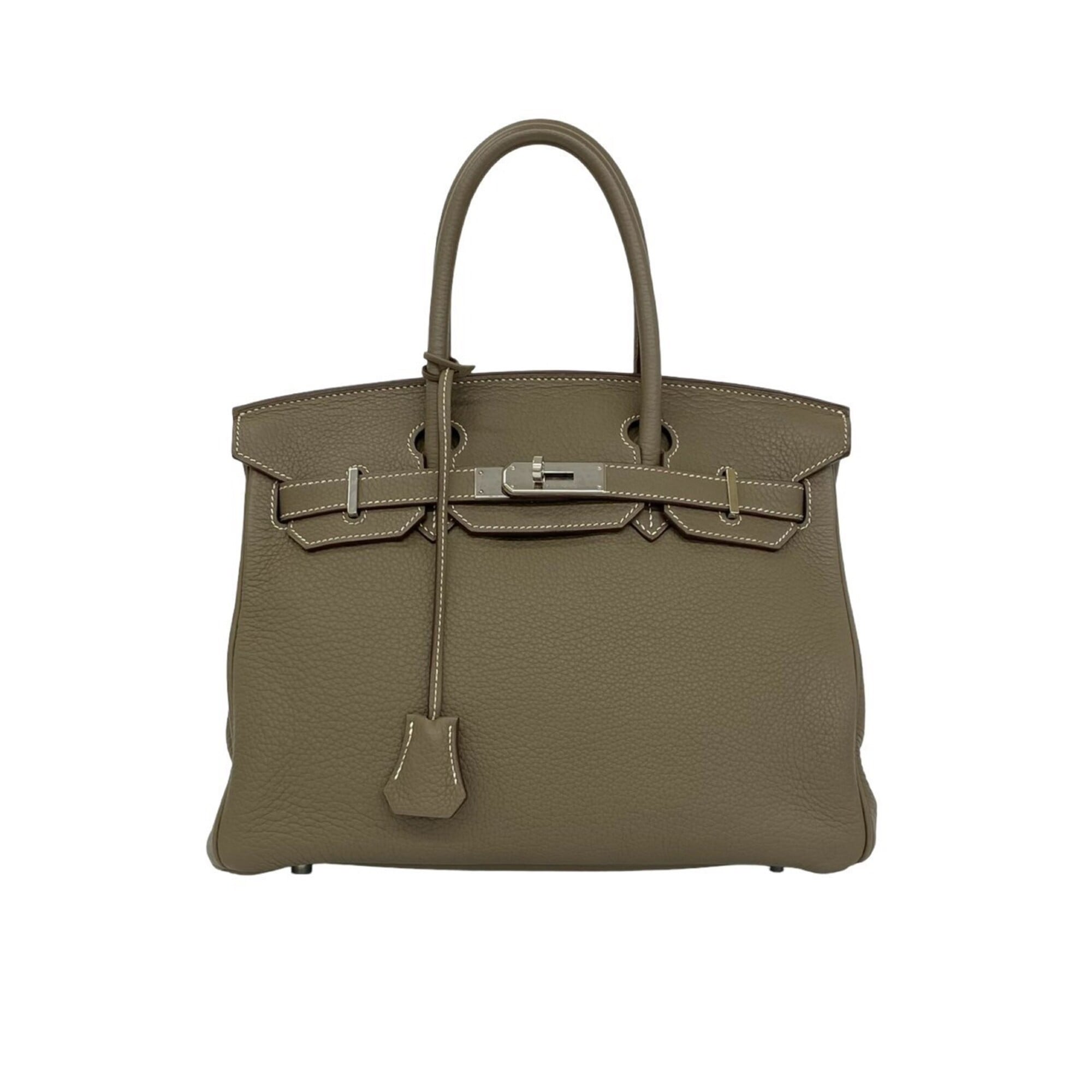 Hermes Gray Taurillon Clemence Leather Handbag Tote Bag (Pre-Owned)