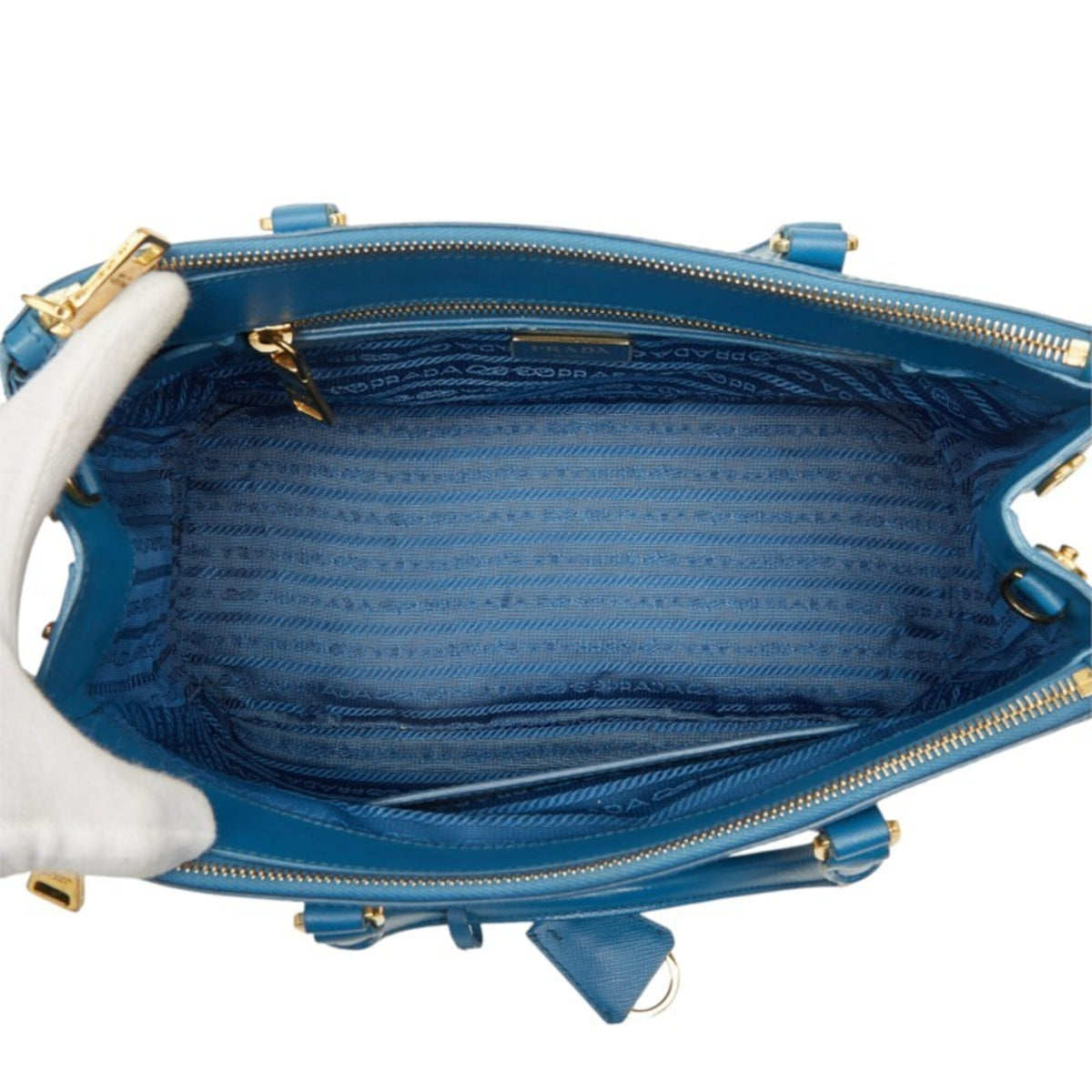 Prada Blue Leather Handbag Shoulder Bag (Pre-Owned)