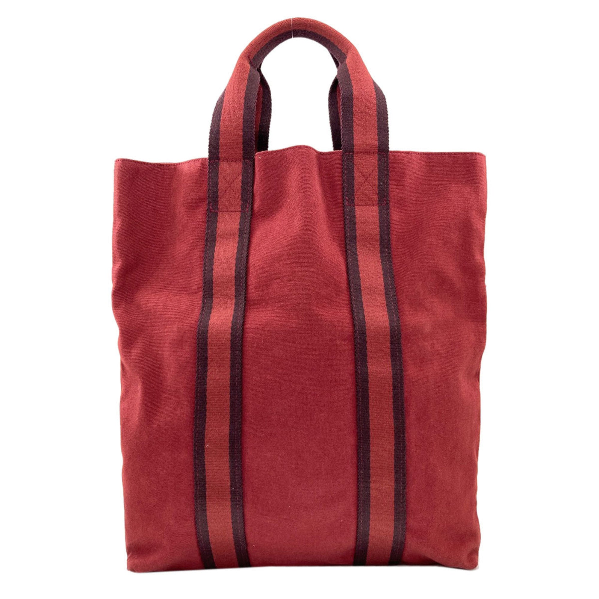 Hermes Red Color Canvas Tote Bag (Pre-Owned)