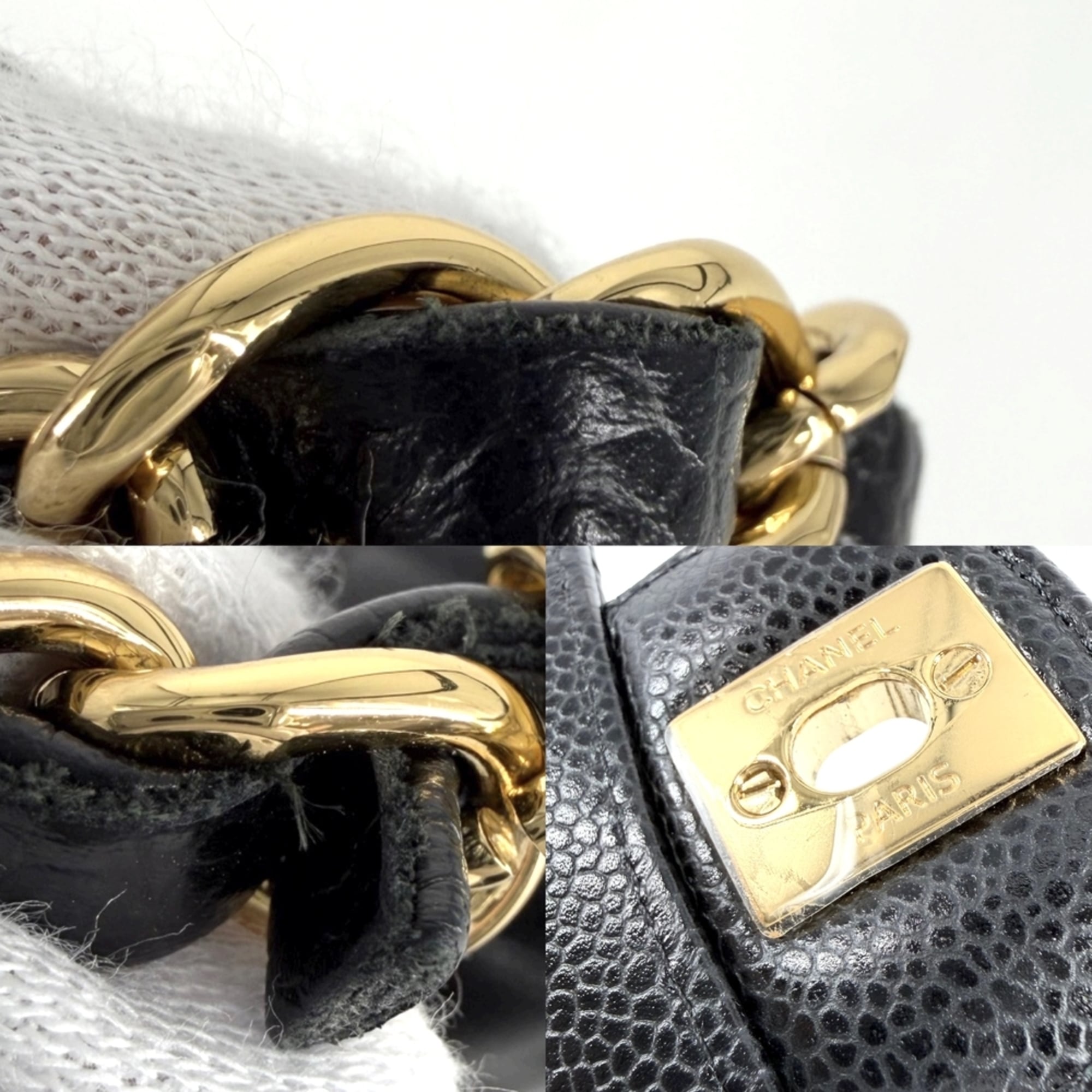 Chanel Matelasse Black Grained Calfskin Shoulder Bag (Pre-Owned)