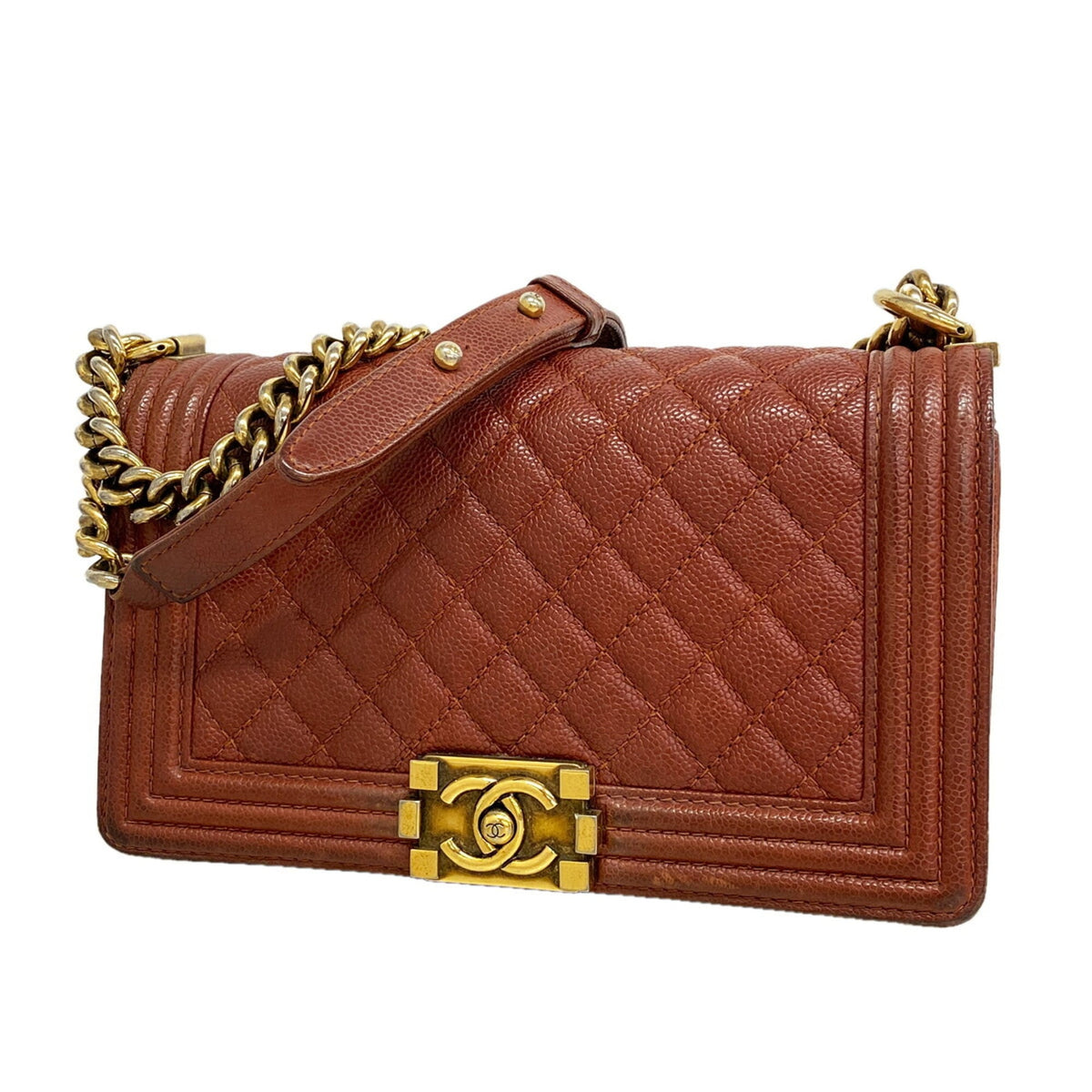 Chanel Brown Grained Calfskin Shoulder Bag (Pre-Owned)