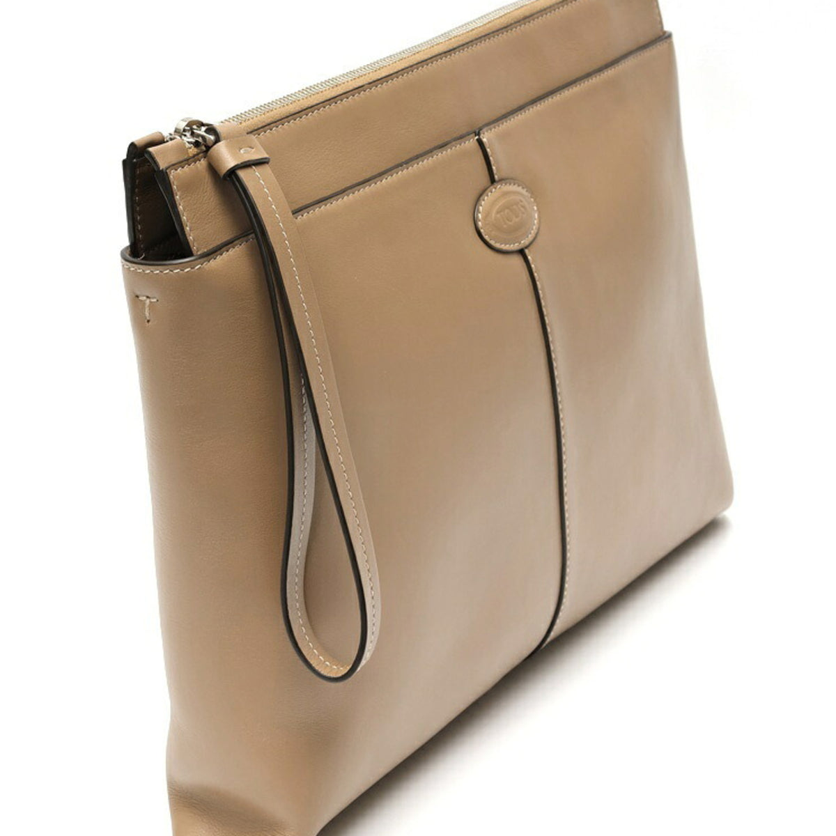 Tod's Beige Leather Clutch Bag Pouch (Pre-Owned)