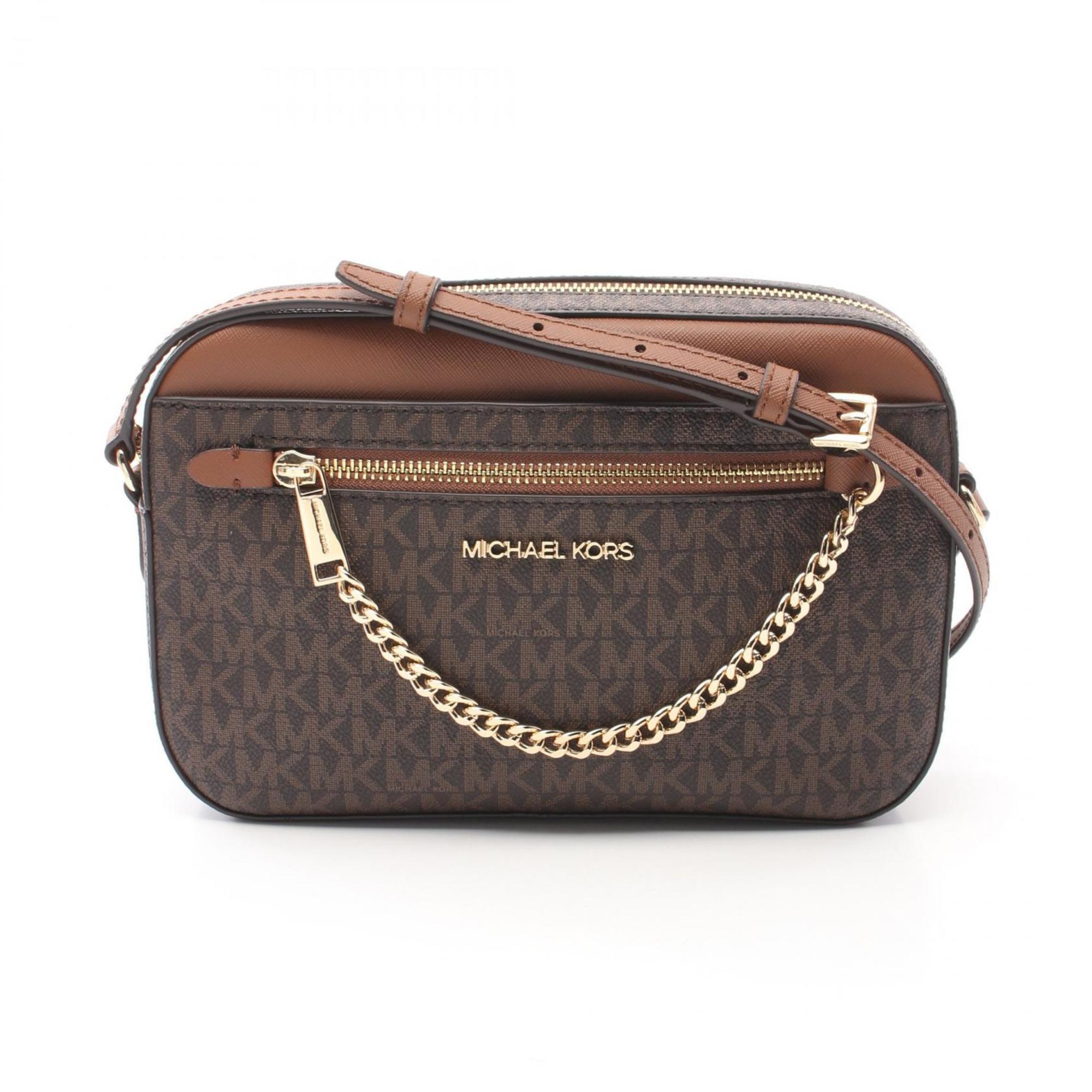 Michael Kors Brown Coated Canvas Leather Shoulder Bag (Pre-Owned)