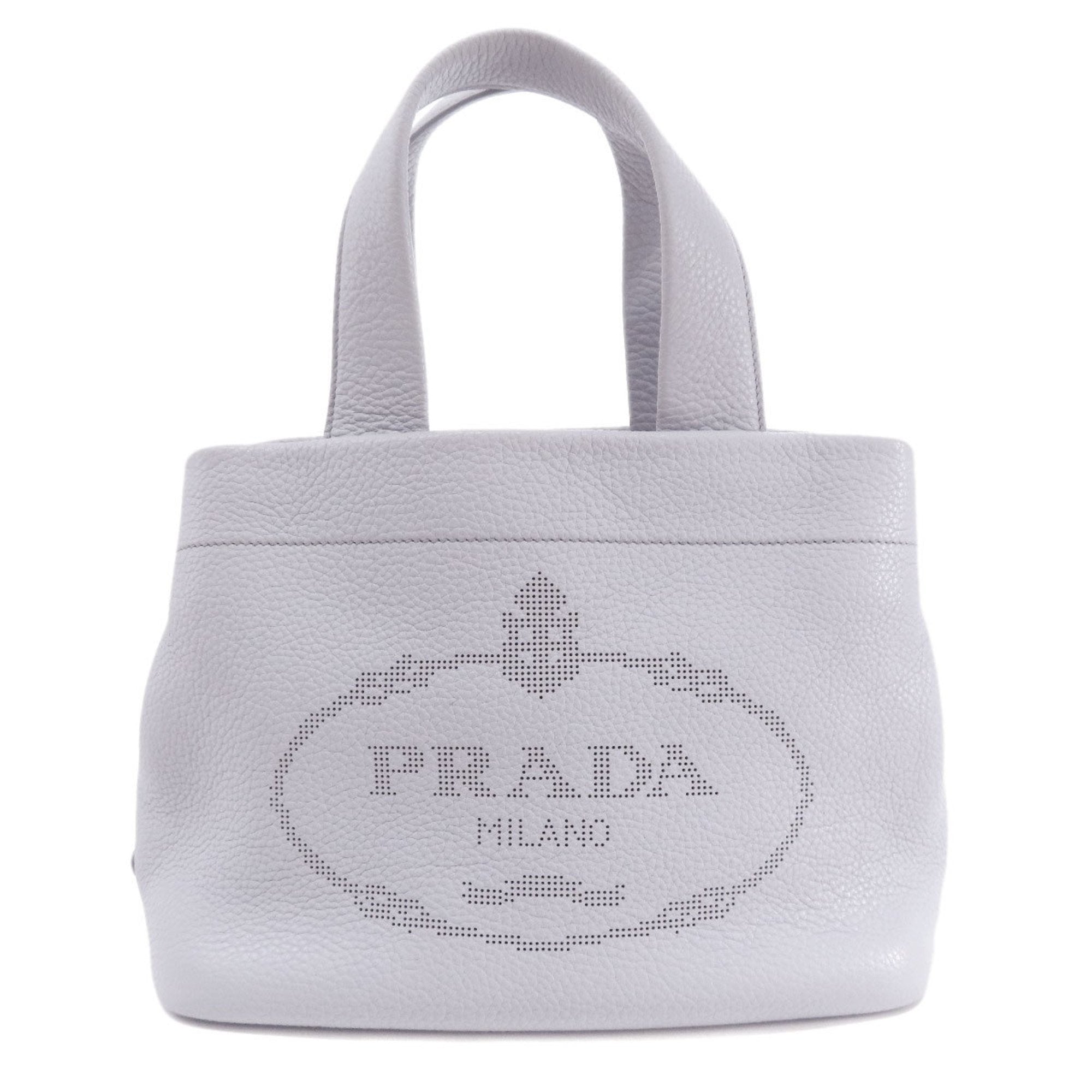Prada Gray Leather Handbag (Pre-Owned)