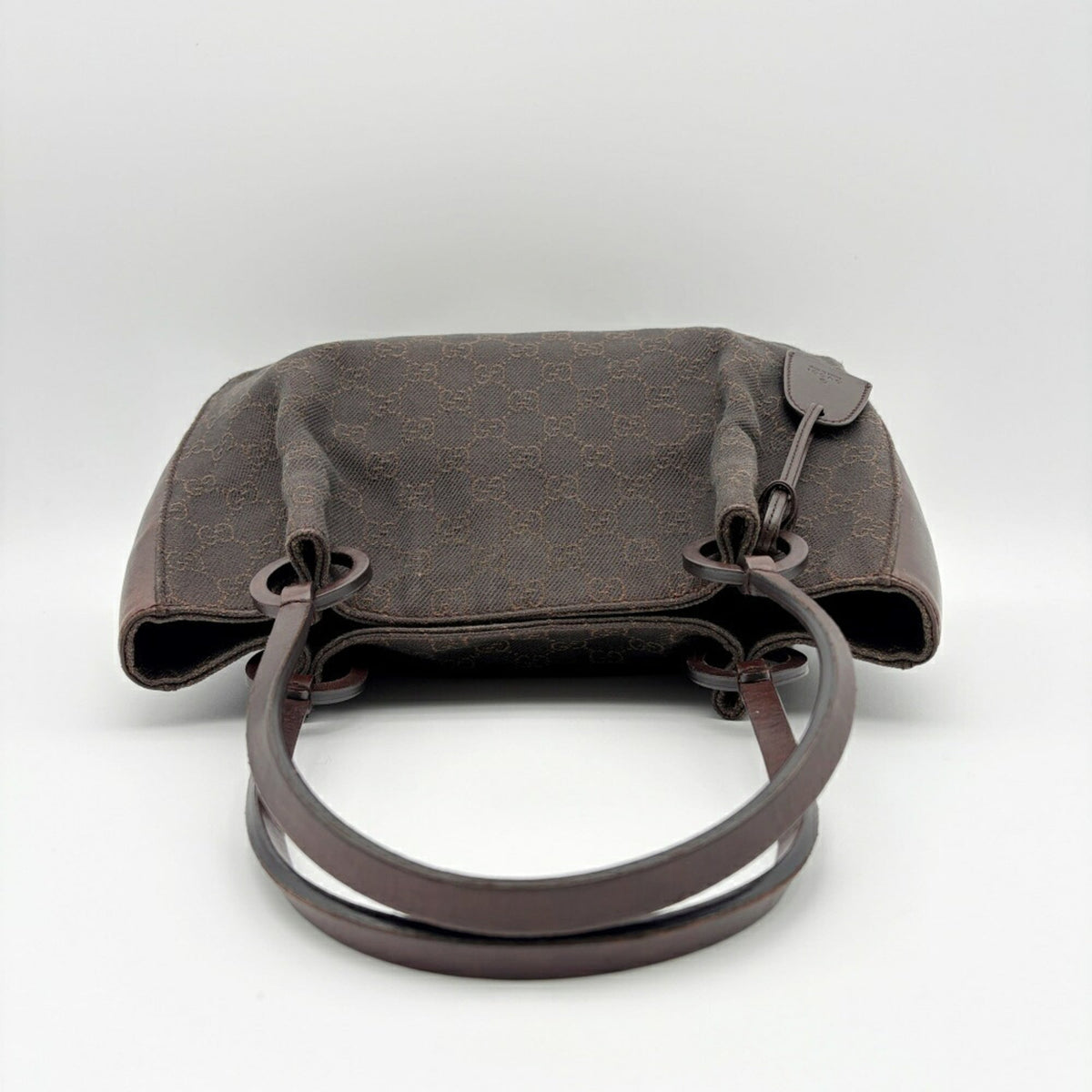 Gucci Dark Brown Gg Canvas Leather Tote Bag (Pre-Owned)