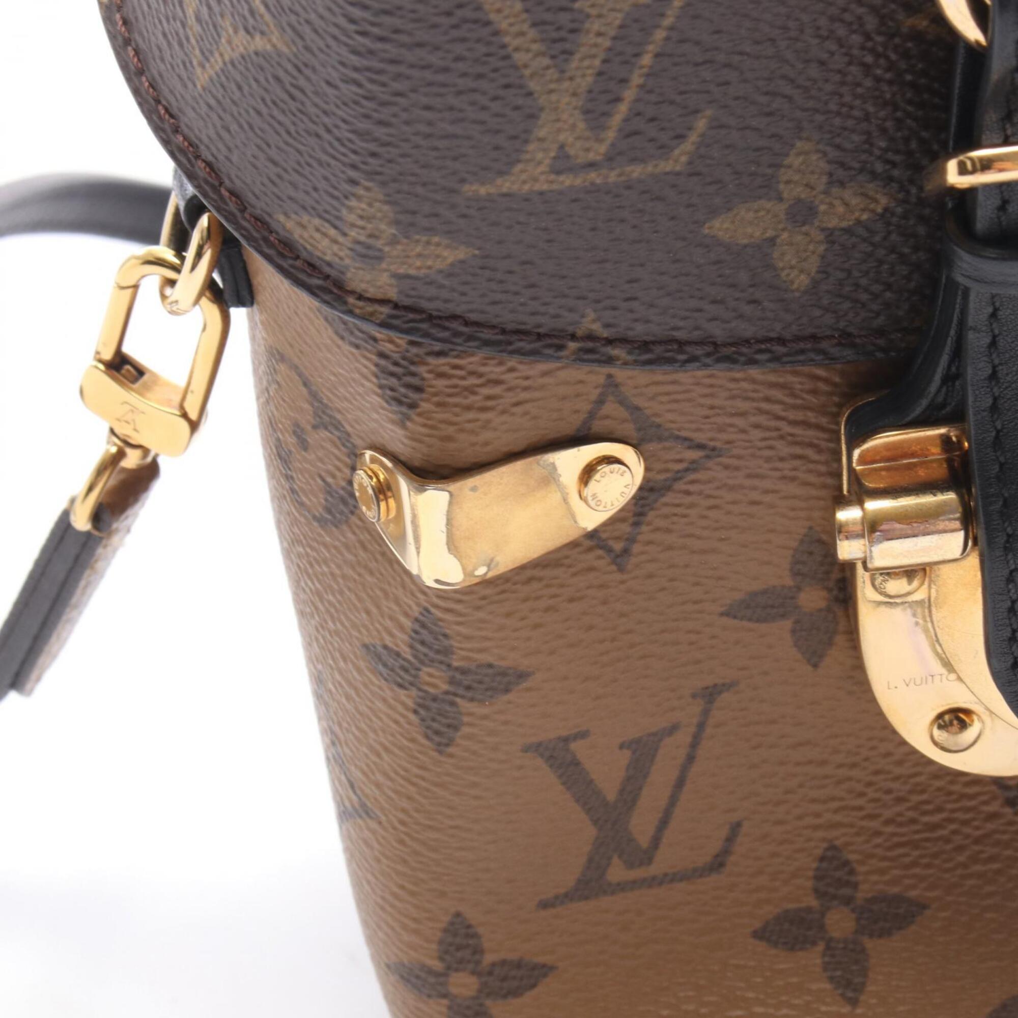 Louis Vuitton Black Brown Coated Canvas Leather Handbag (Pre-Owned)