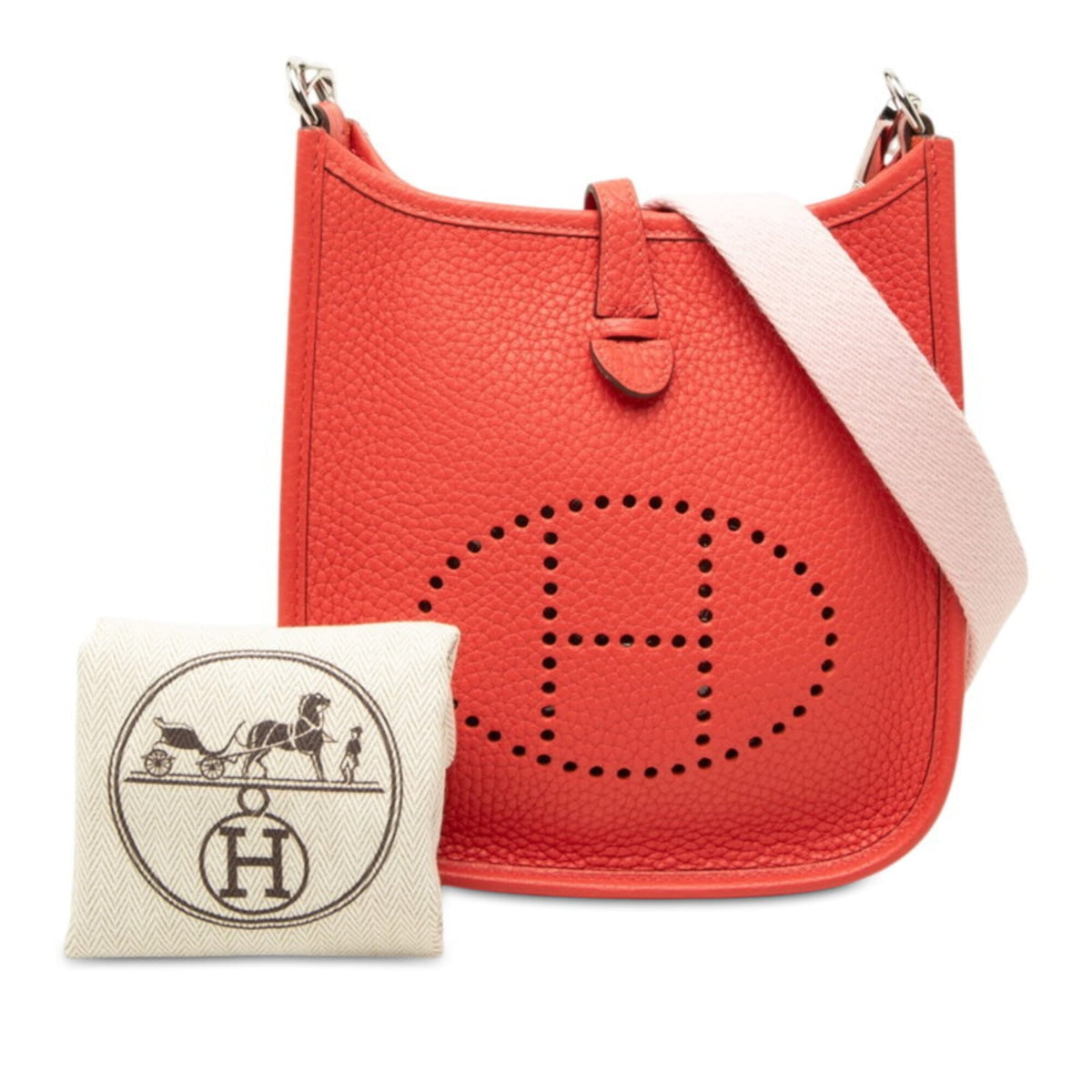 Hermes Red Color Taurillon Clemence Leather Shoulder Bag (Pre-Owned)